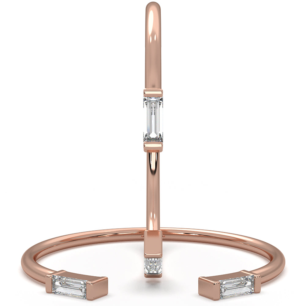 Baguette Lab Diamond Open Shank Cuff Ring 0.06ctw.