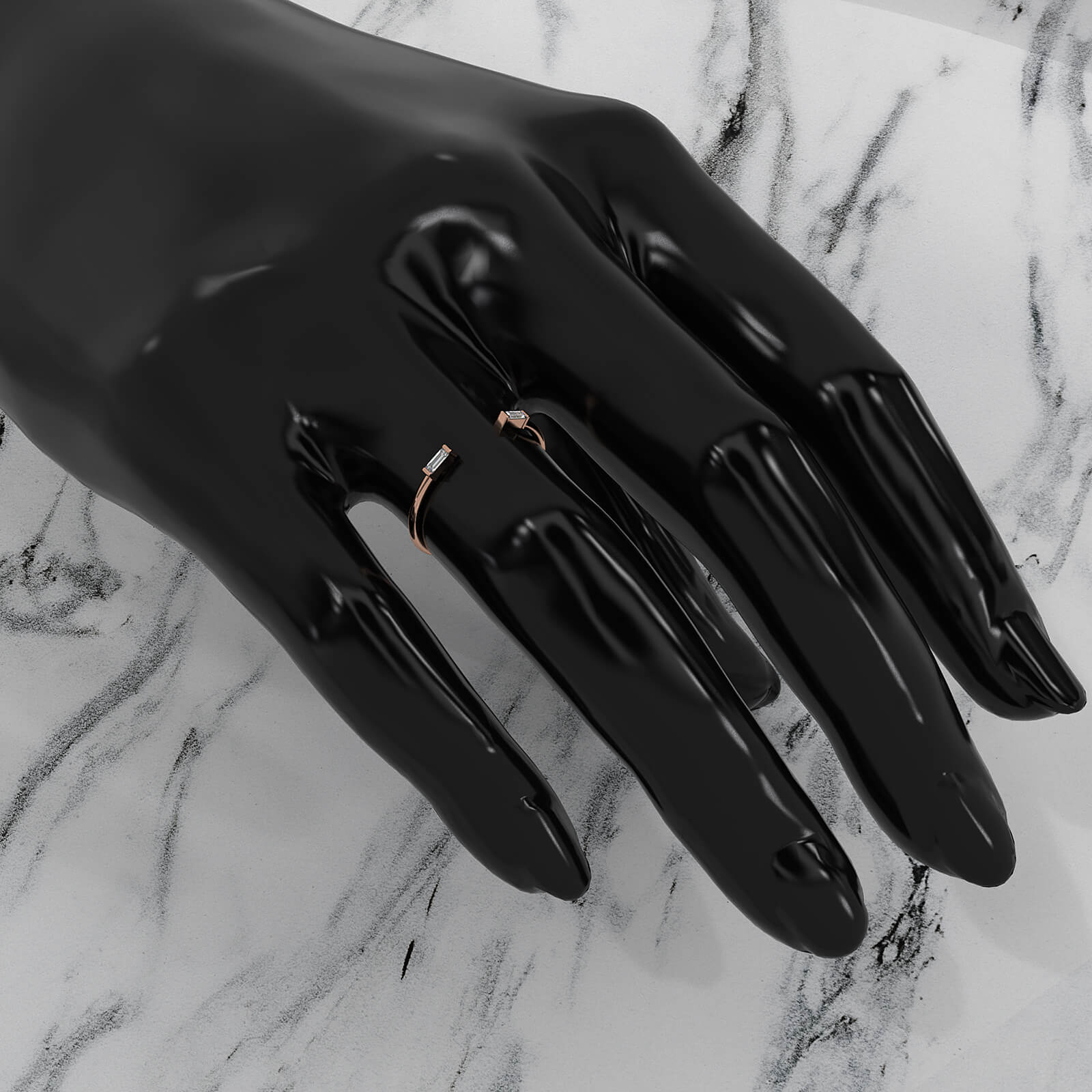 Baguette Lab Diamond Open Shank Cuff Ring 0.06ctw.