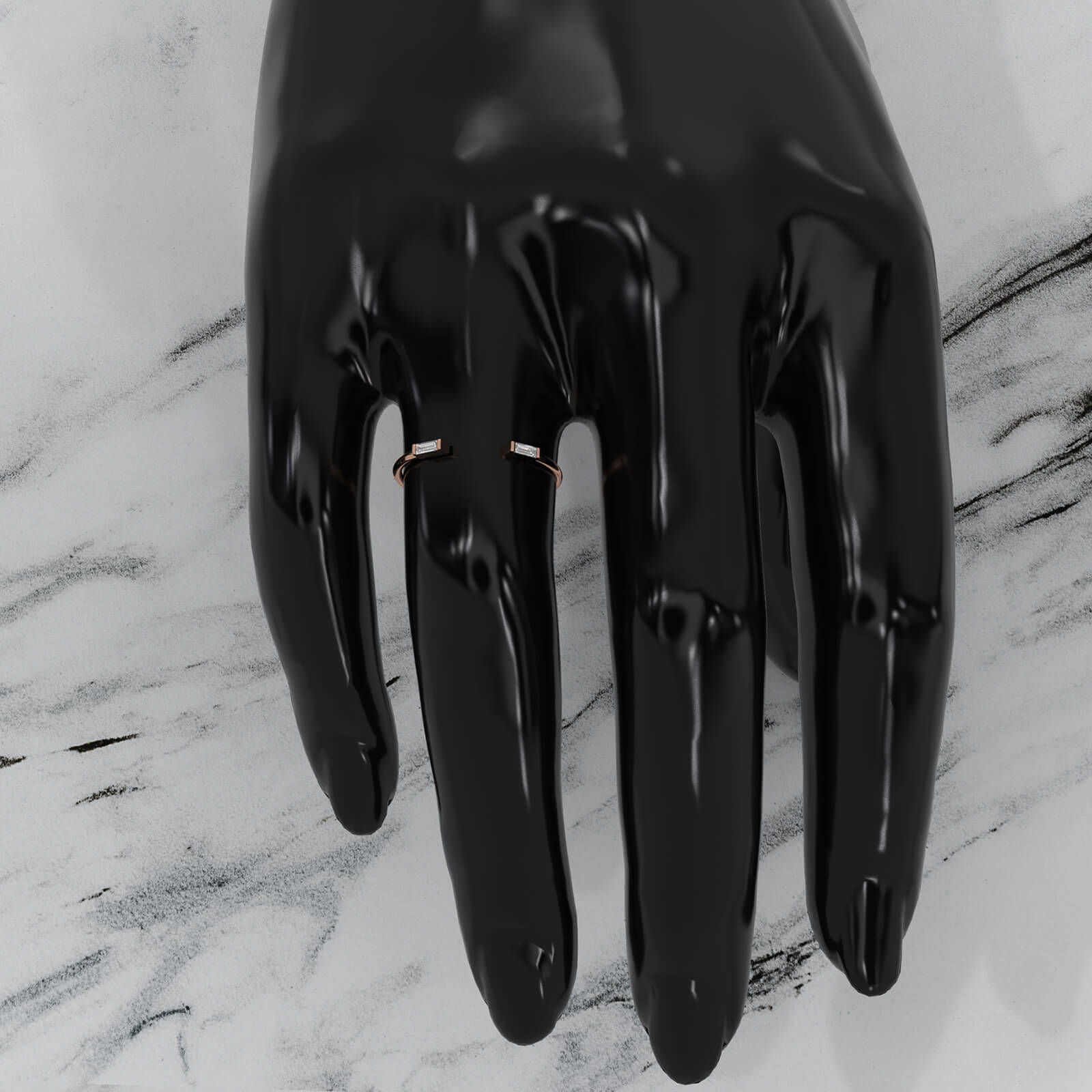 Baguette Lab Diamond Open Shank Cuff Ring 0.06ctw.