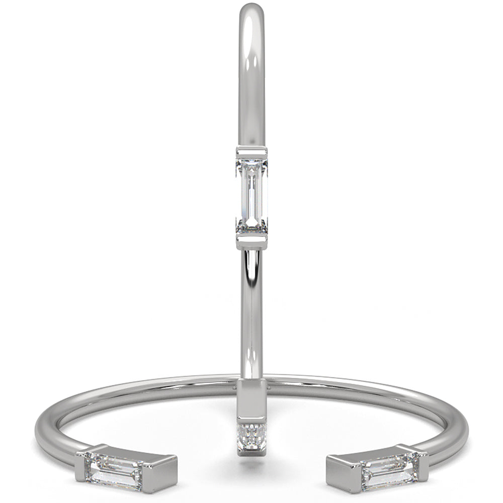 Baguette Lab Diamond Open Shank Cuff Ring 0.06ctw.