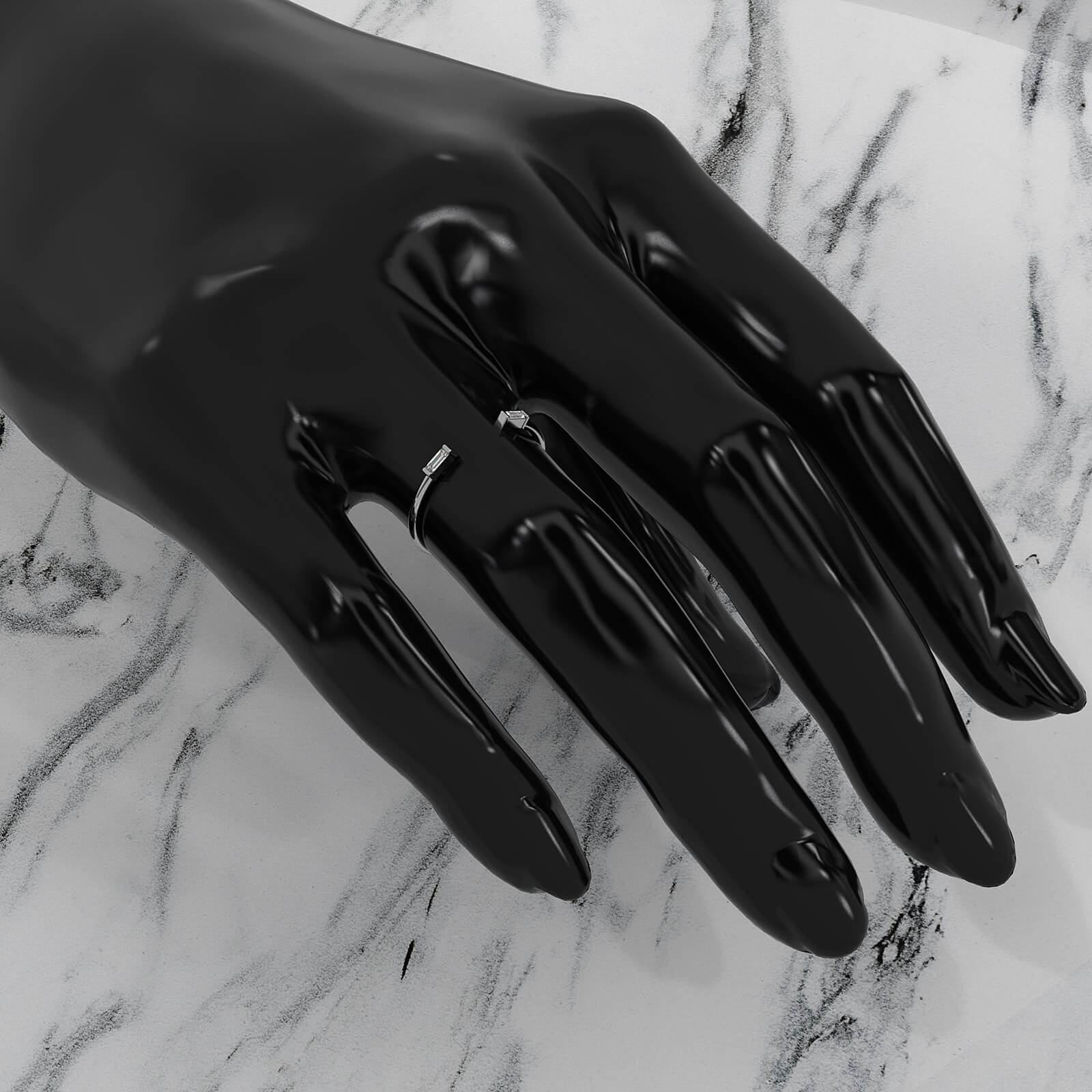 Baguette Lab Diamond Open Shank Cuff Ring 0.06ctw.