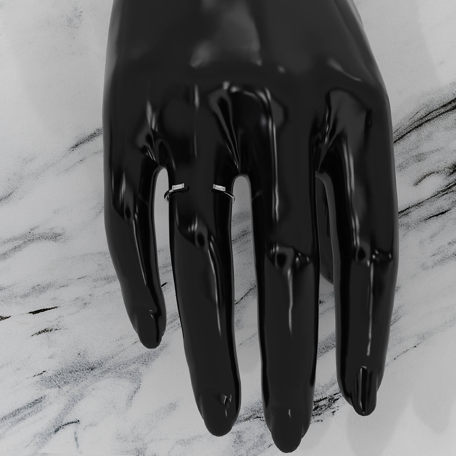 Baguette Lab Diamond Open Shank Cuff Ring 0.06ctw.