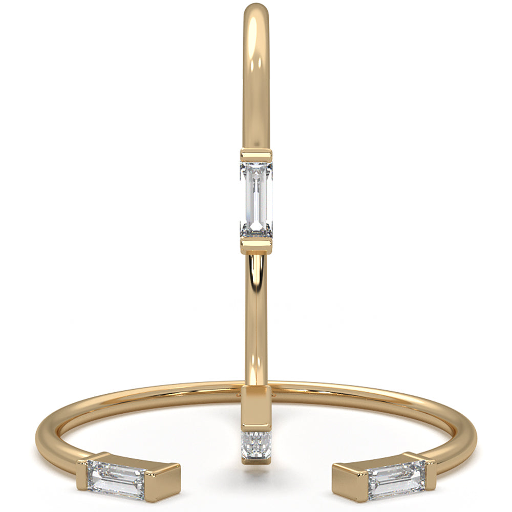 Baguette Lab Diamond Open Shank Cuff Ring 0.06ctw.