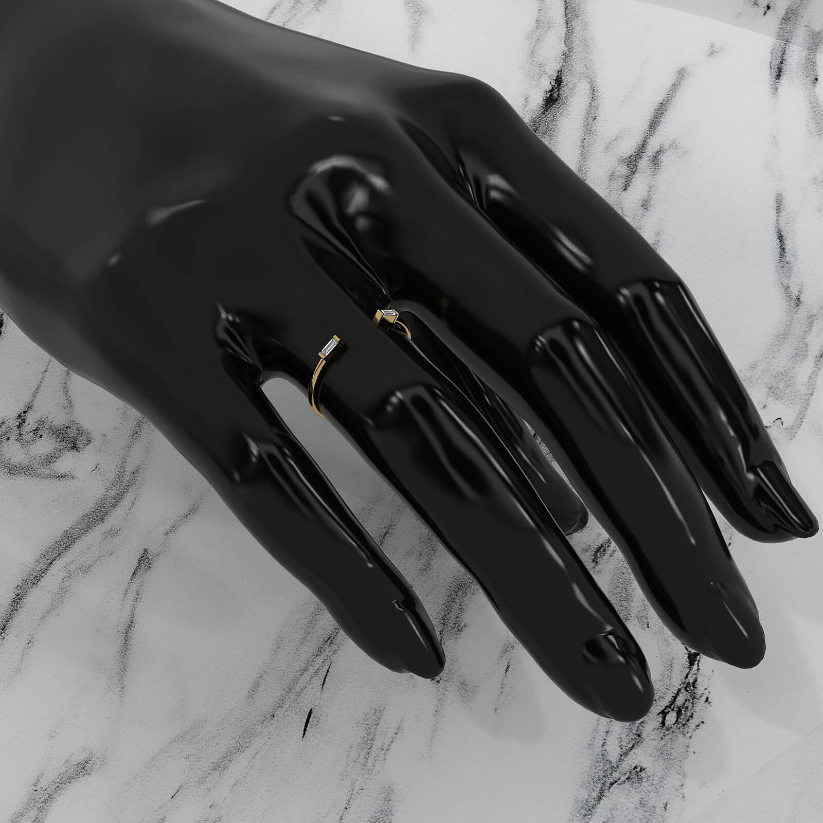 Baguette Lab Diamond Open Shank Cuff Ring 0.06ctw.