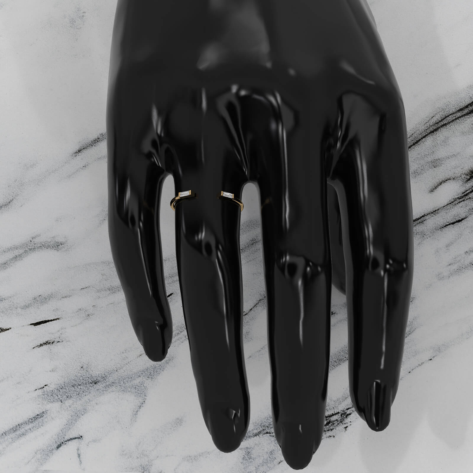 Baguette Lab Diamond Open Shank Cuff Ring 0.06ctw.