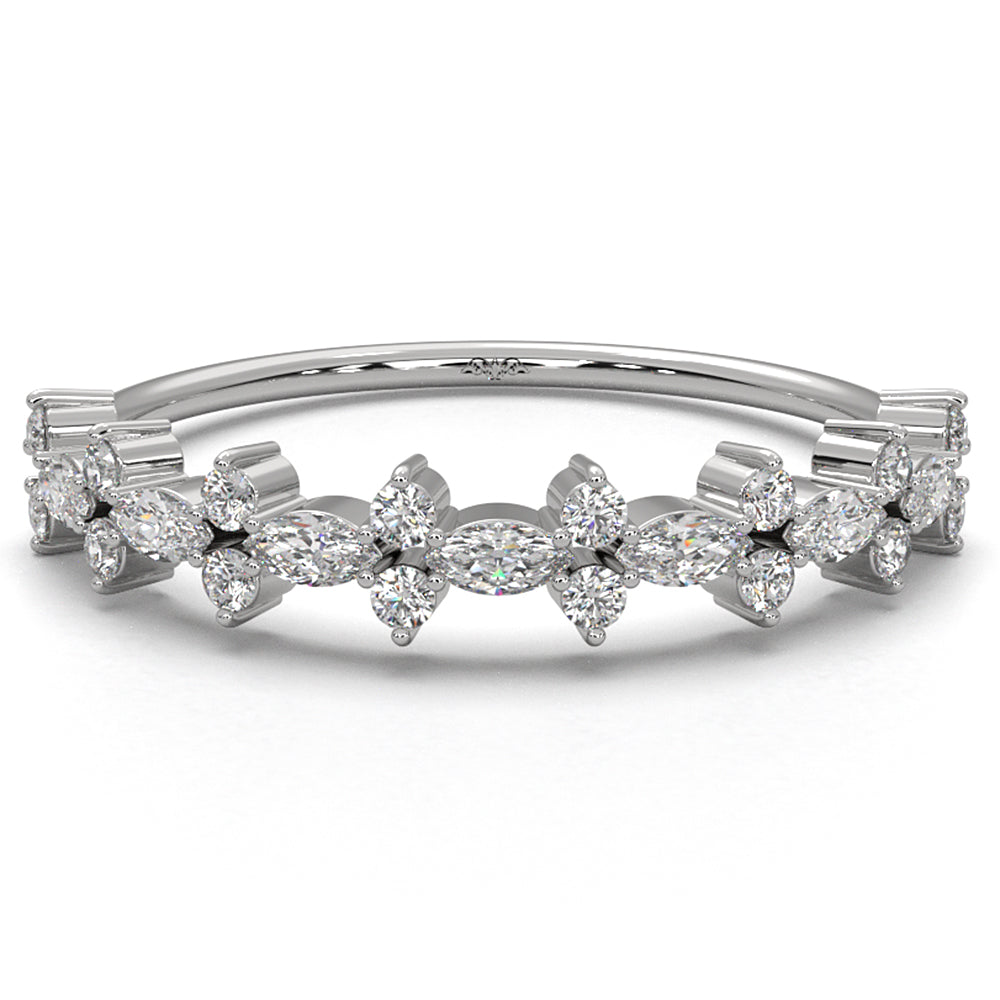 Prong Set Marquise & Round Scattered Lab Diamond Ring 0.28ctw.