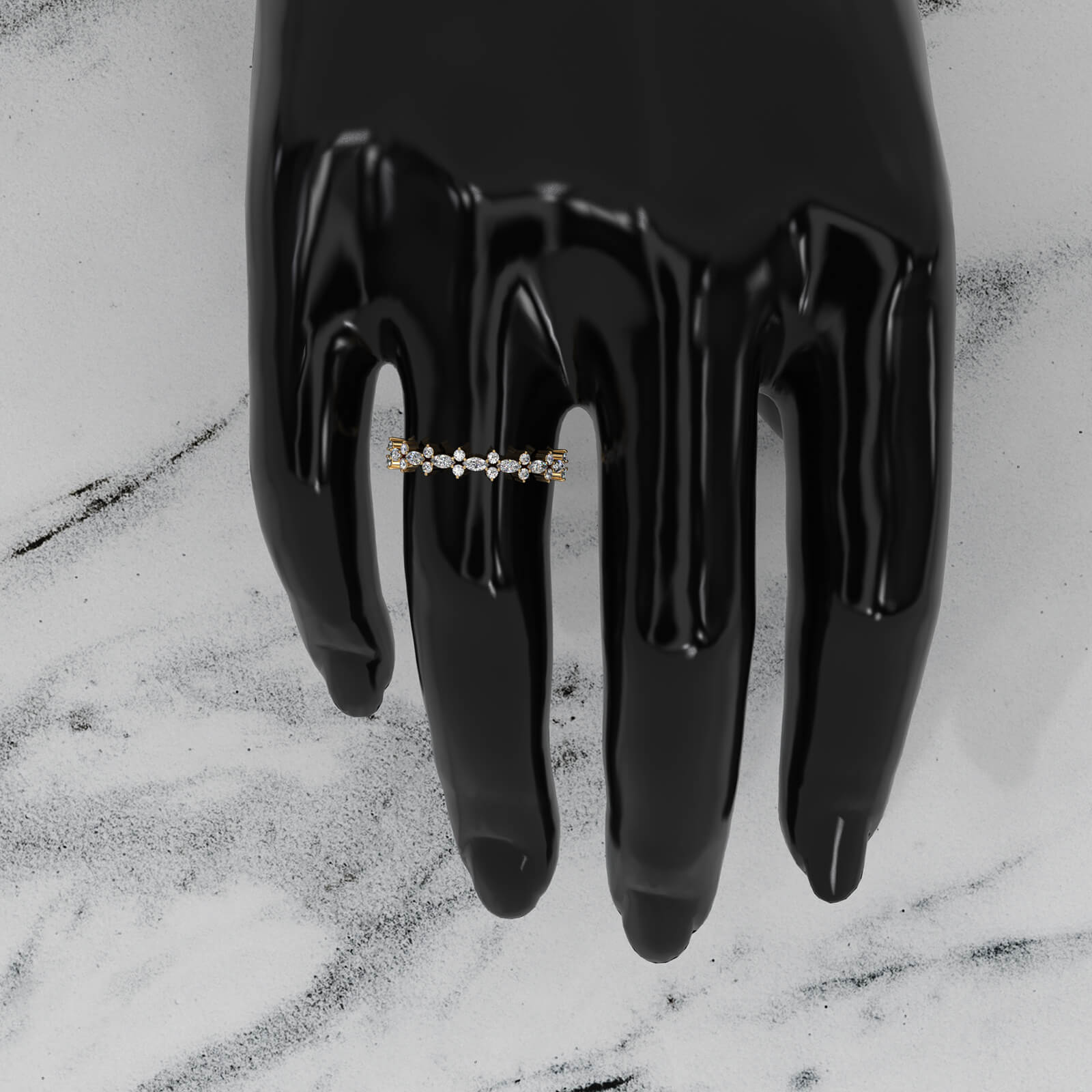 Prong Set Marquise & Round Scattered Lab Diamond Ring 0.28ctw.