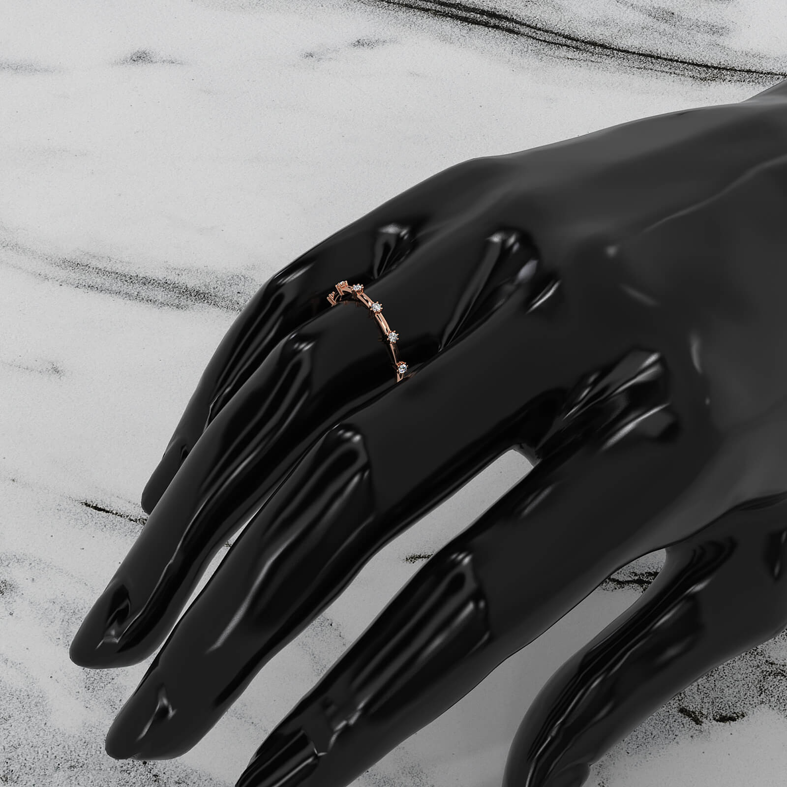 Slim Prong Set Fashion Round 6 Stone Lab Diamond Ring 0.08ctw.