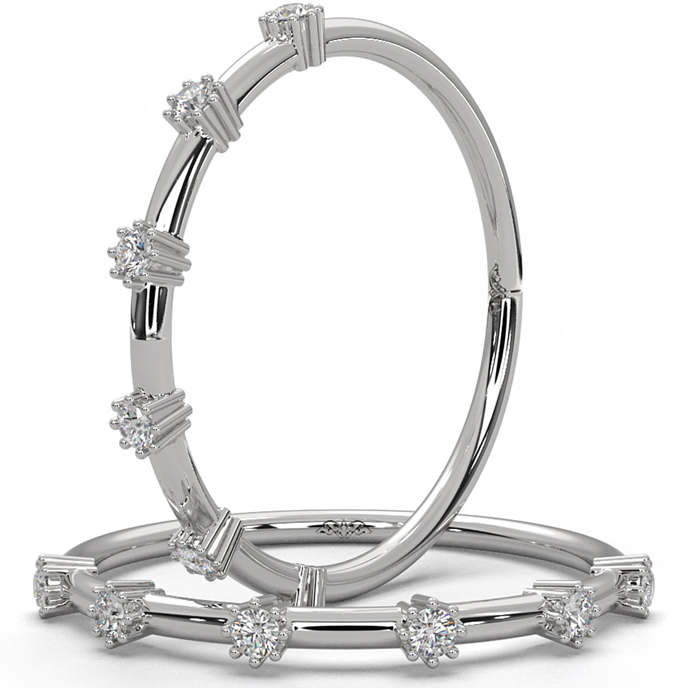 Slim Prong Set Fashion Round 6 Stone Lab Diamond Ring 0.08ctw.