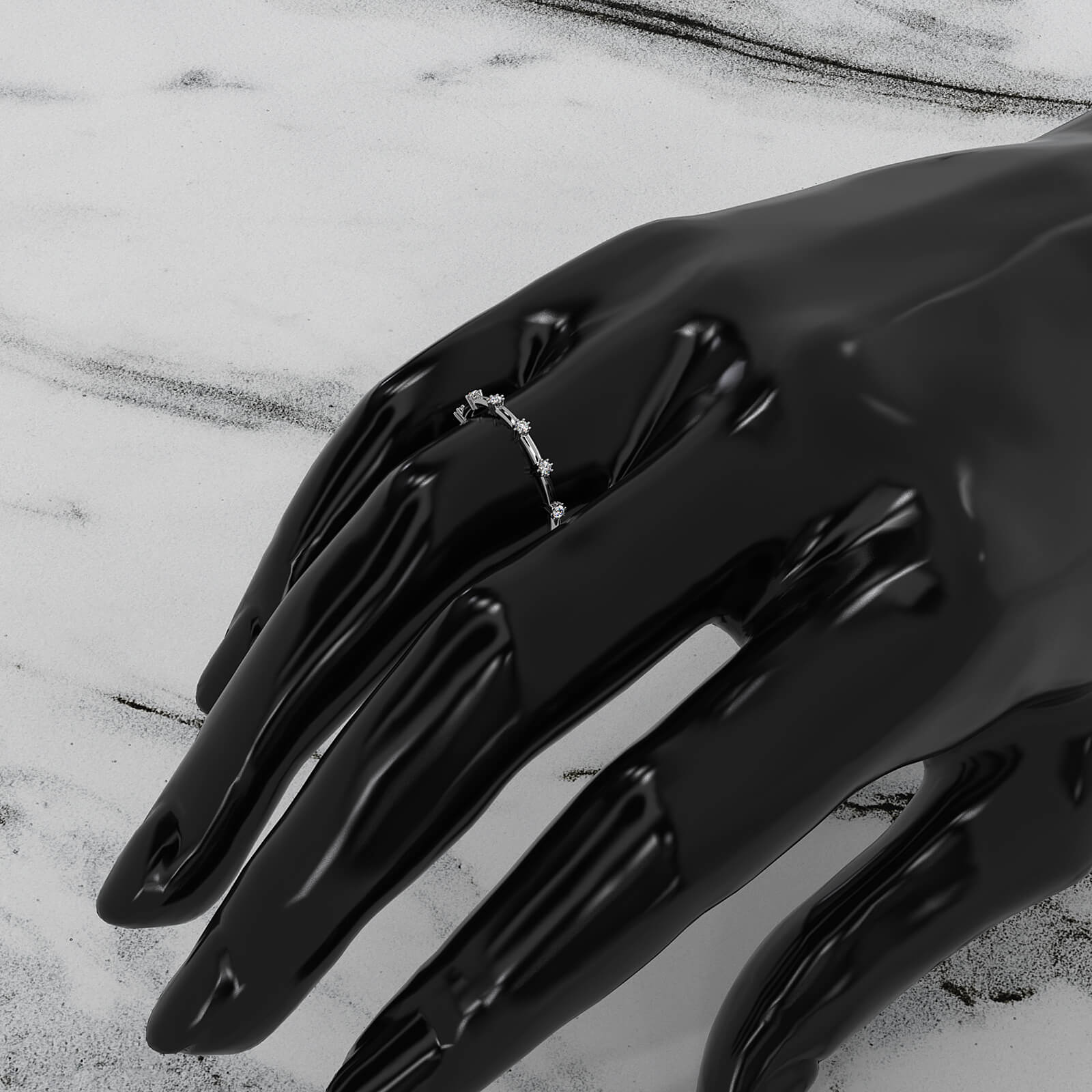 Slim Prong Set Fashion Round 6 Stone Lab Diamond Ring 0.08ctw.