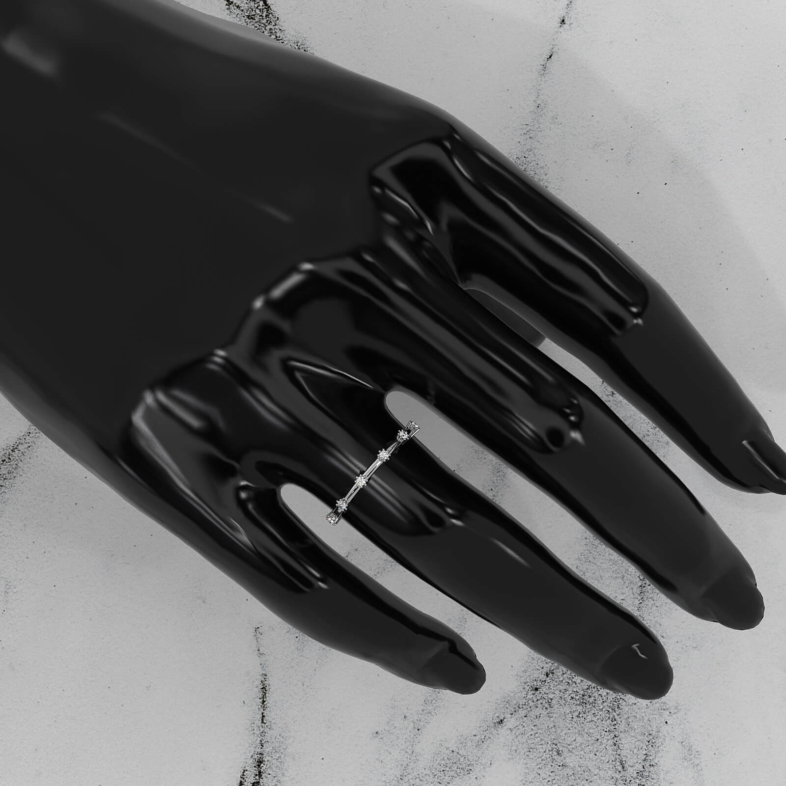 Slim Prong Set Fashion Round 6 Stone Lab Diamond Ring 0.08ctw.