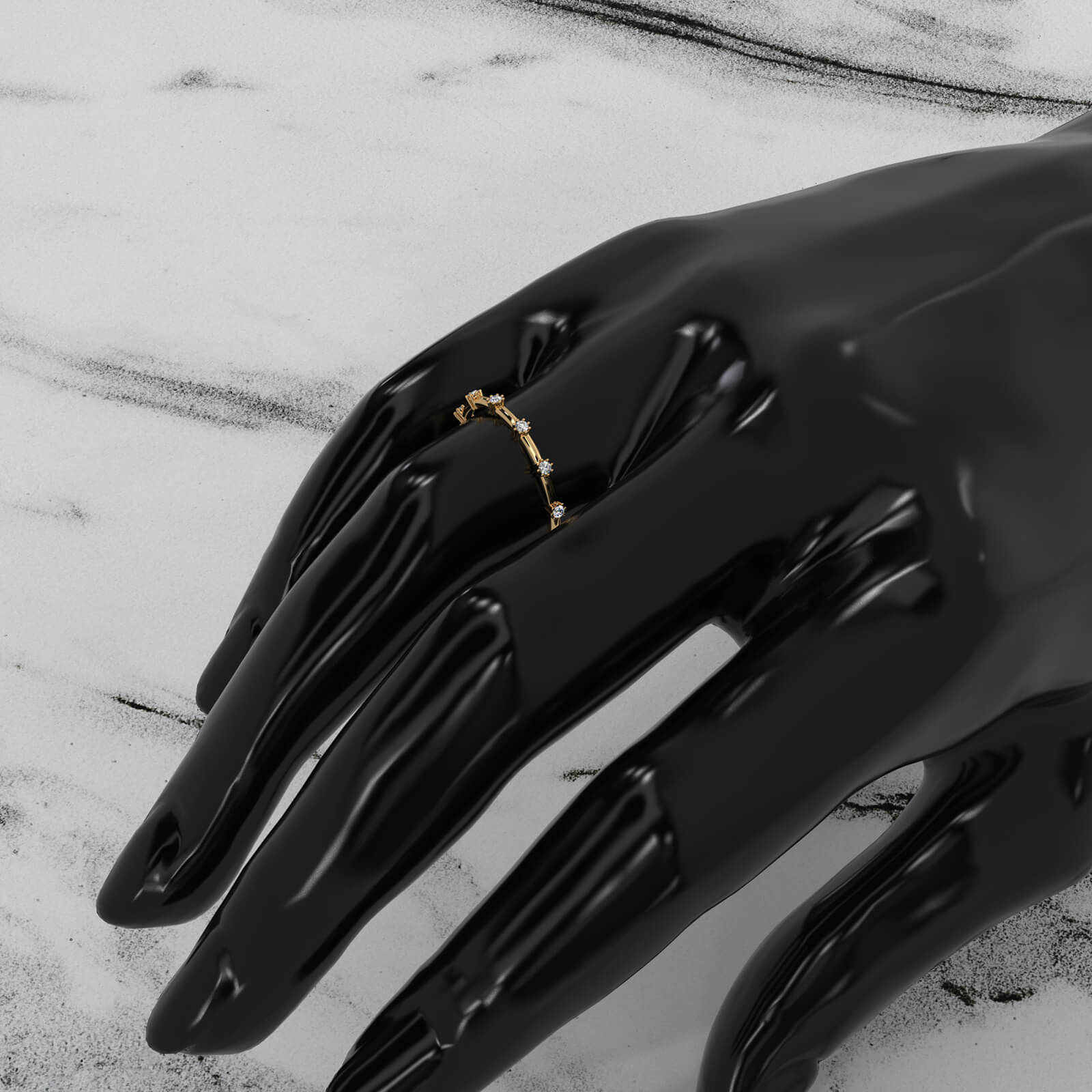 Slim Prong Set Fashion Round 6 Stone Lab Diamond Ring 0.08ctw.