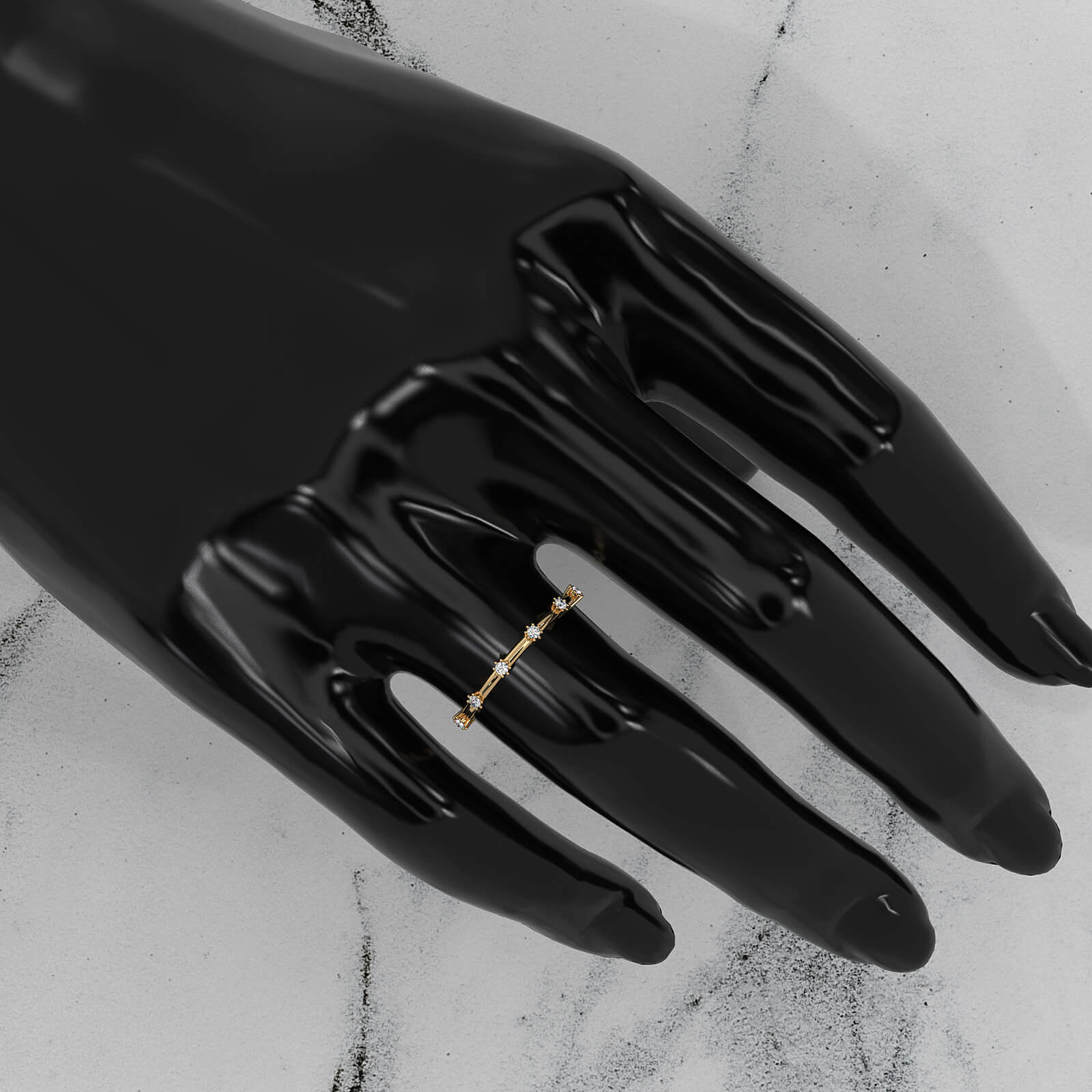 Slim Prong Set Fashion Round 6 Stone Lab Diamond Ring 0.08ctw.