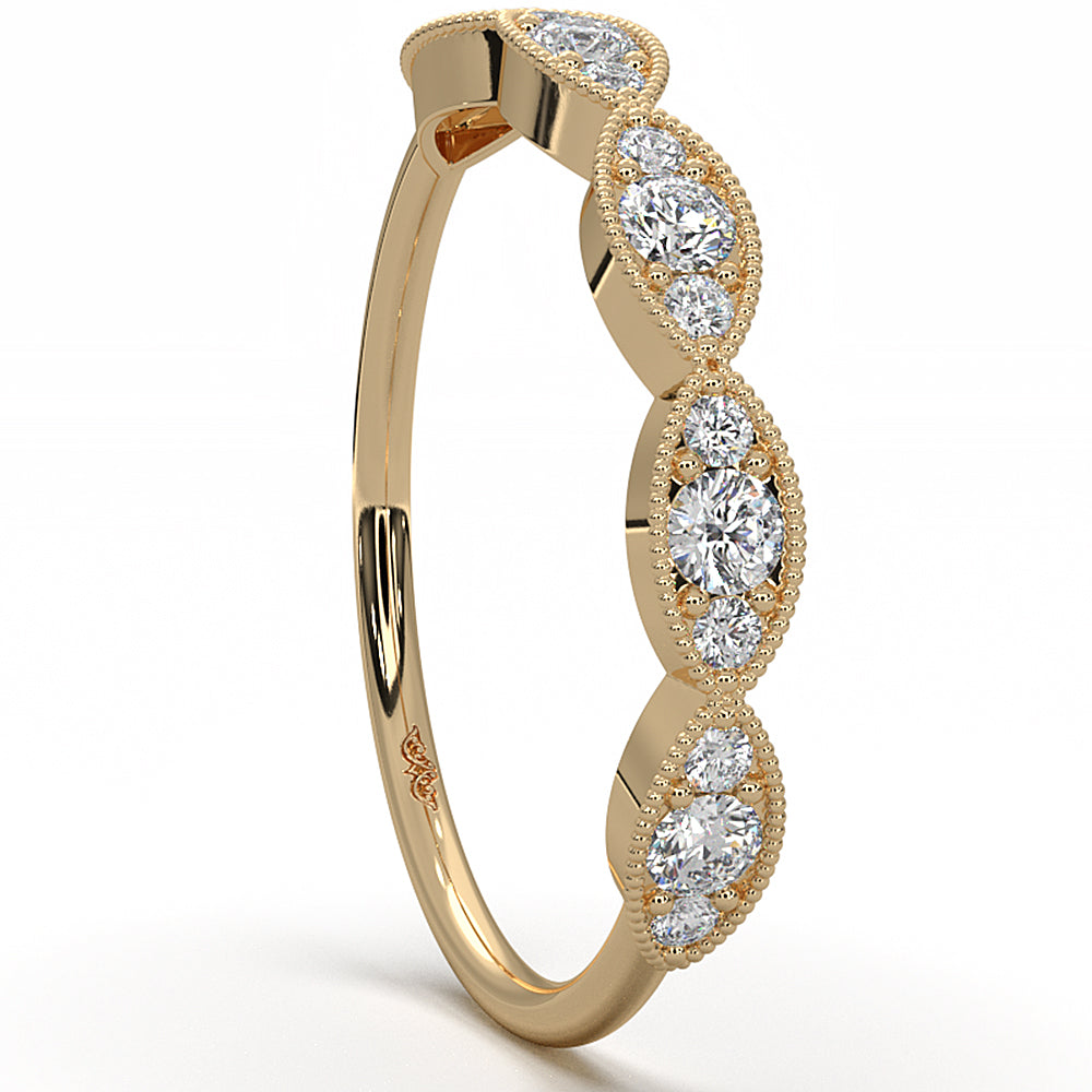 Slim Milgrain Edge Lab Diamond Wedding Band 0.28ctw.