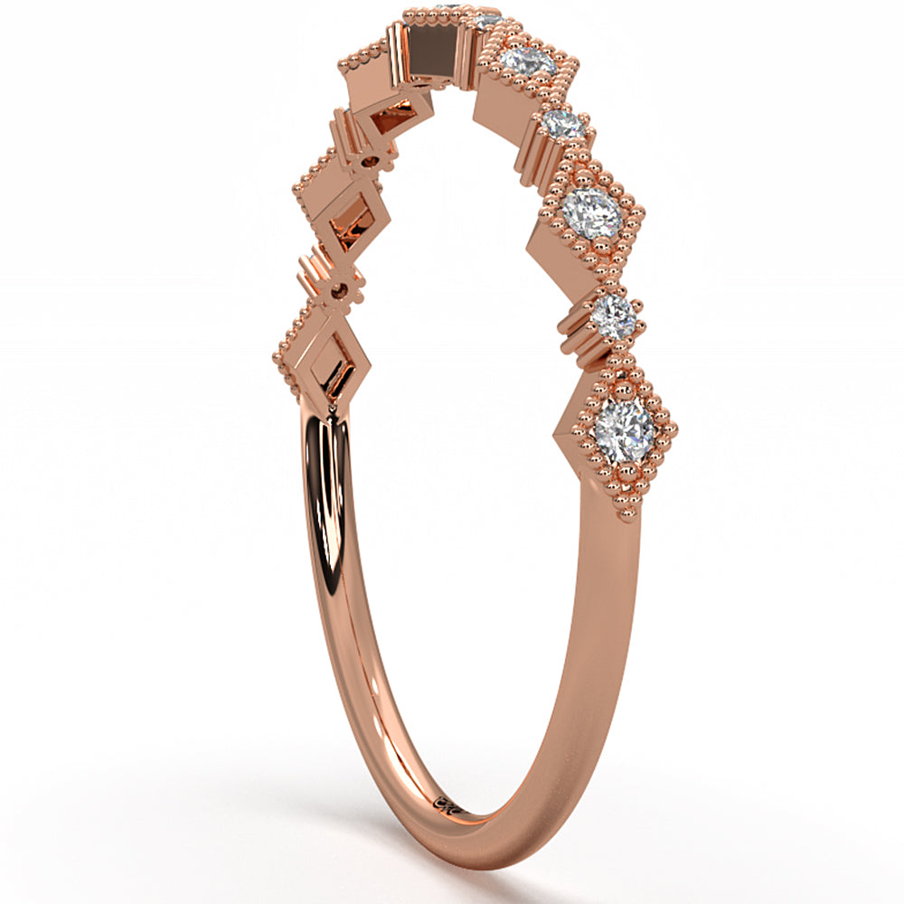 Milgrain Edge Kite Design Lab Diamond Fashion Ring 0.08ctw.