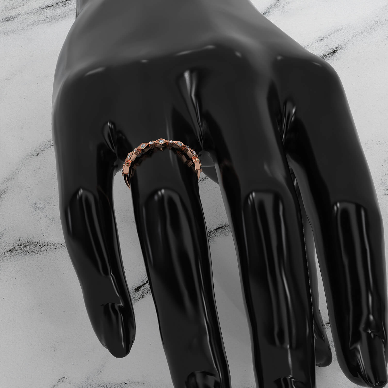 Milgrain Edge Kite Design Lab Diamond Fashion Ring 0.08ctw.