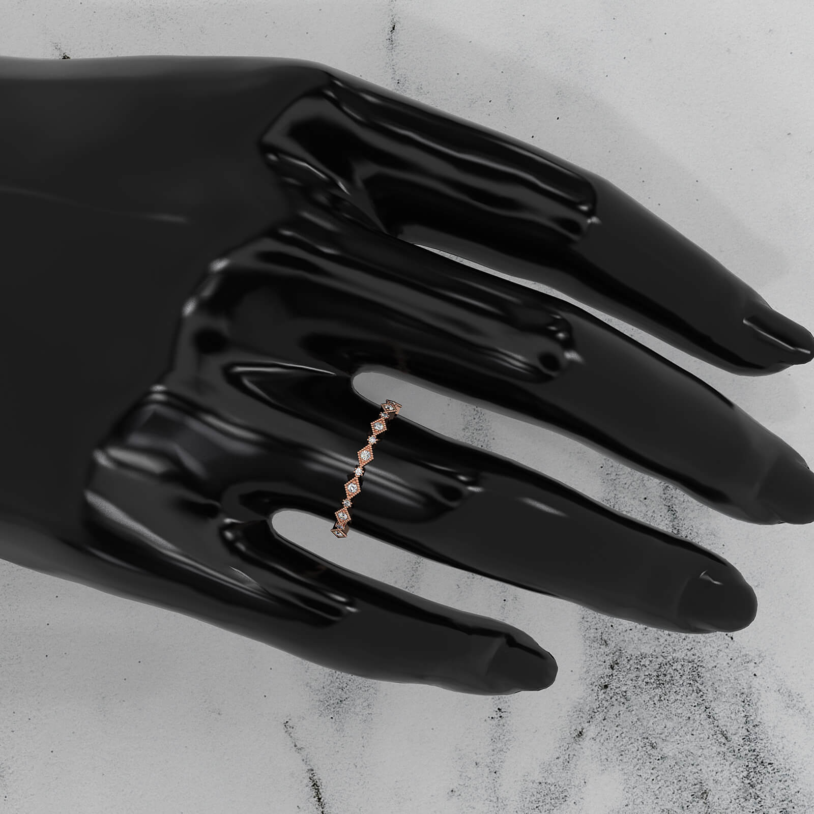 Milgrain Edge Kite Design Lab Diamond Fashion Ring 0.08ctw.