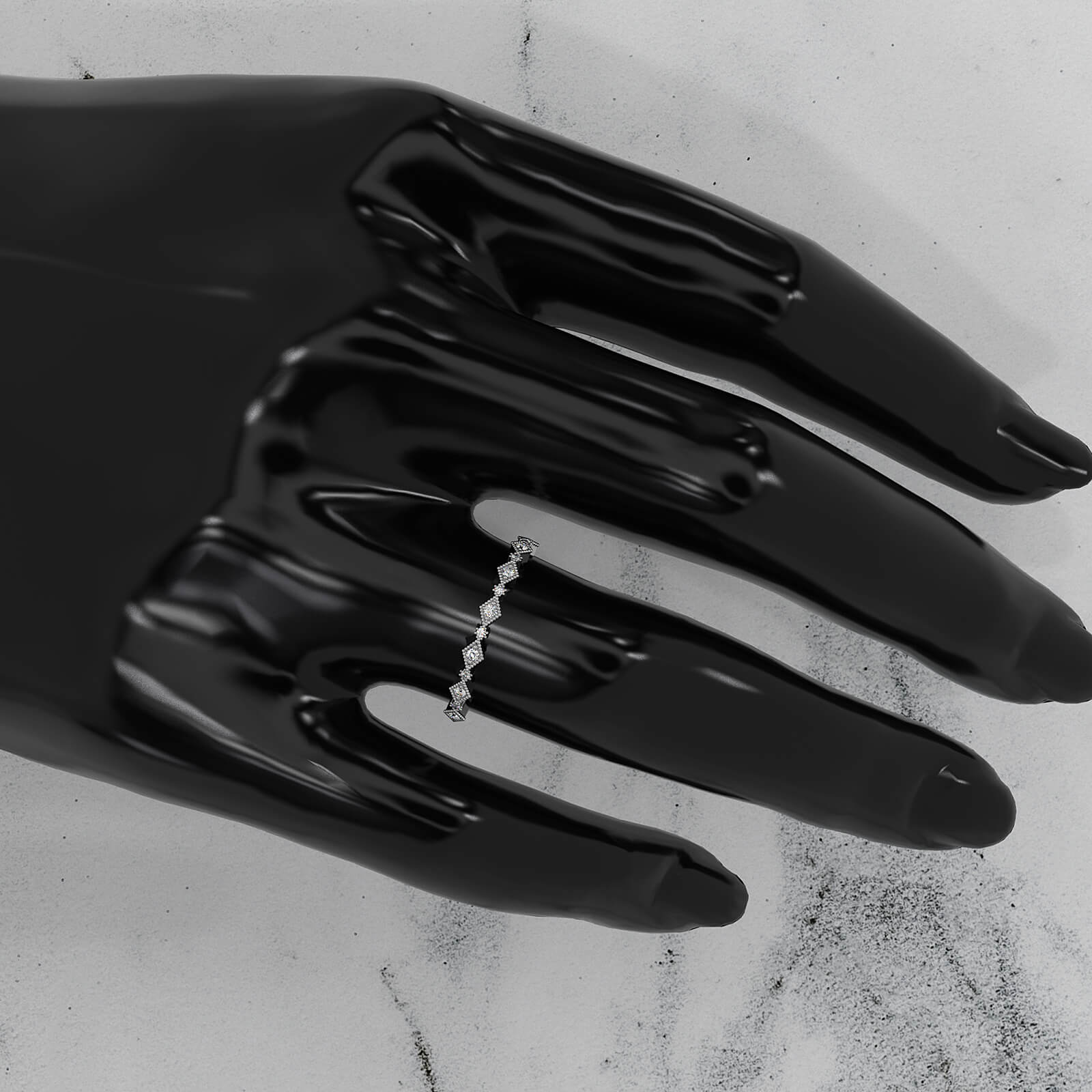 Milgrain Edge Kite Design Lab Diamond Fashion Ring 0.08ctw.