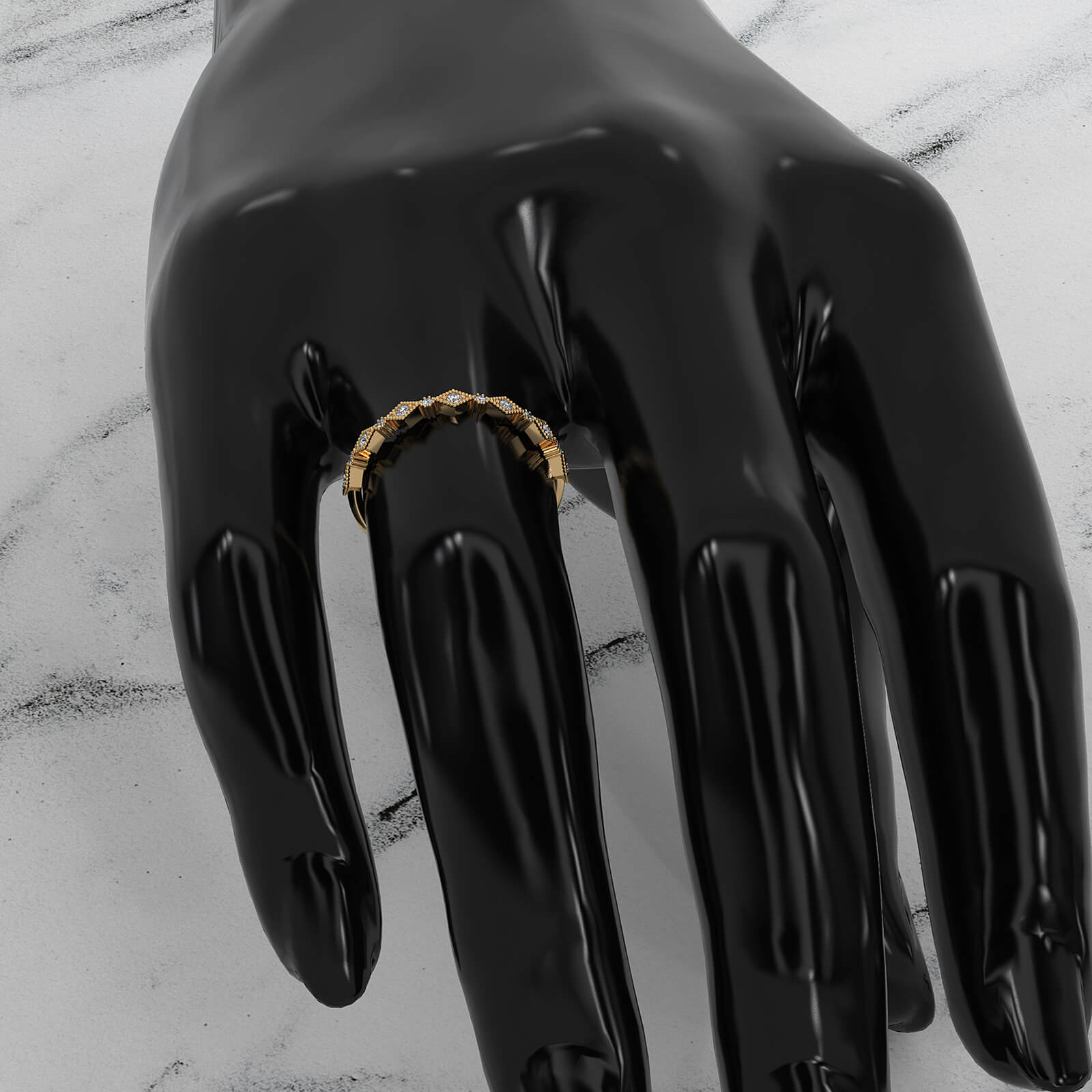 Milgrain Edge Kite Design Lab Diamond Fashion Ring 0.08ctw.