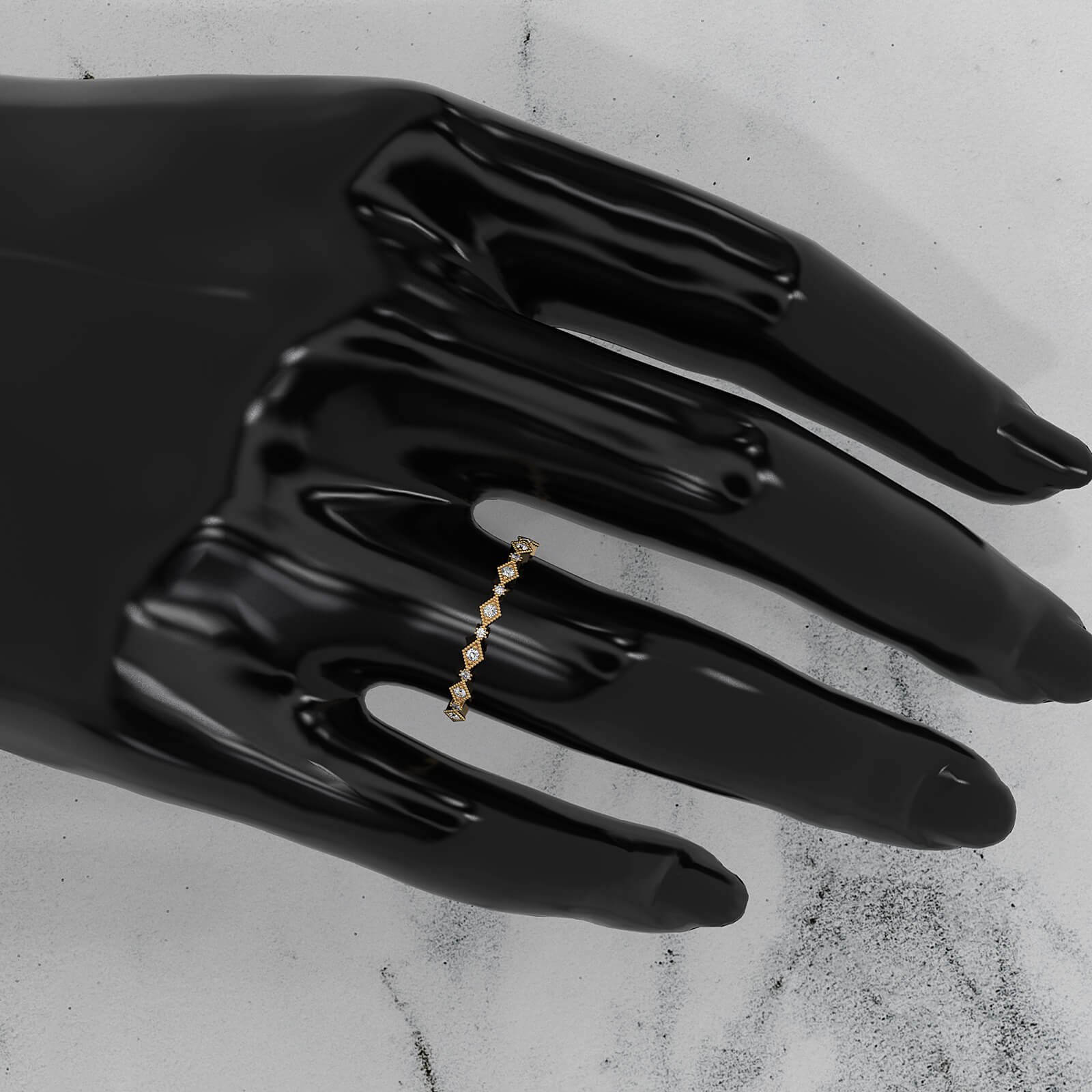 Milgrain Edge Kite Design Lab Diamond Fashion Ring 0.08ctw.