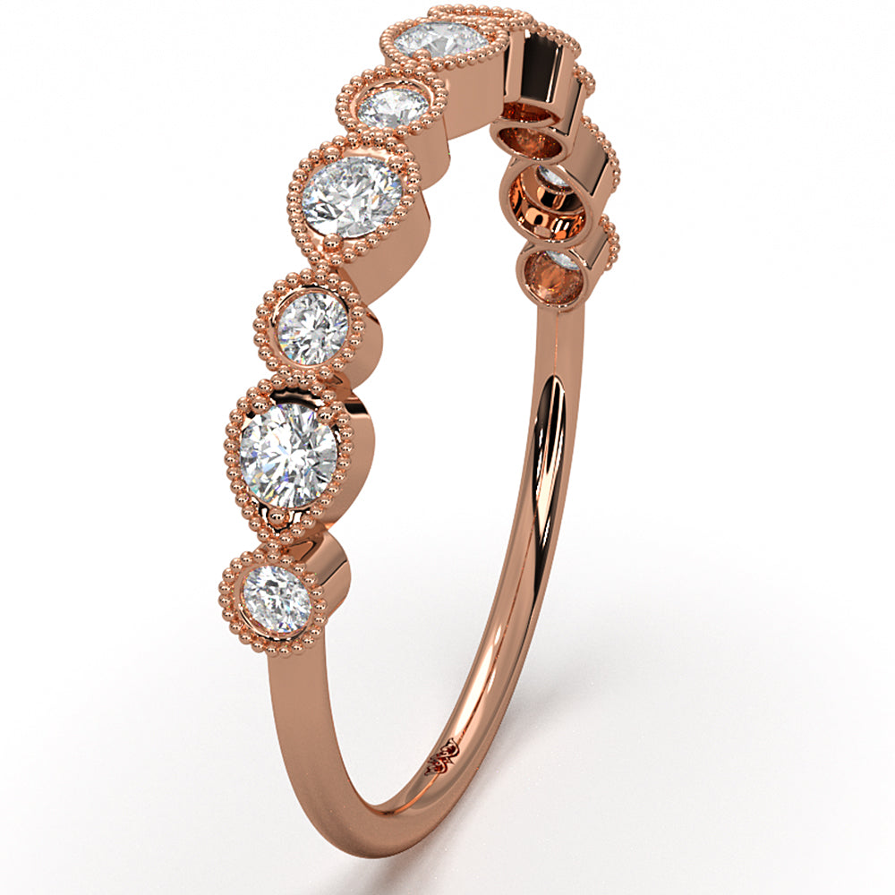 Round Lab Diamond Milgrain Edge Fashion Ring 0.29ctw.