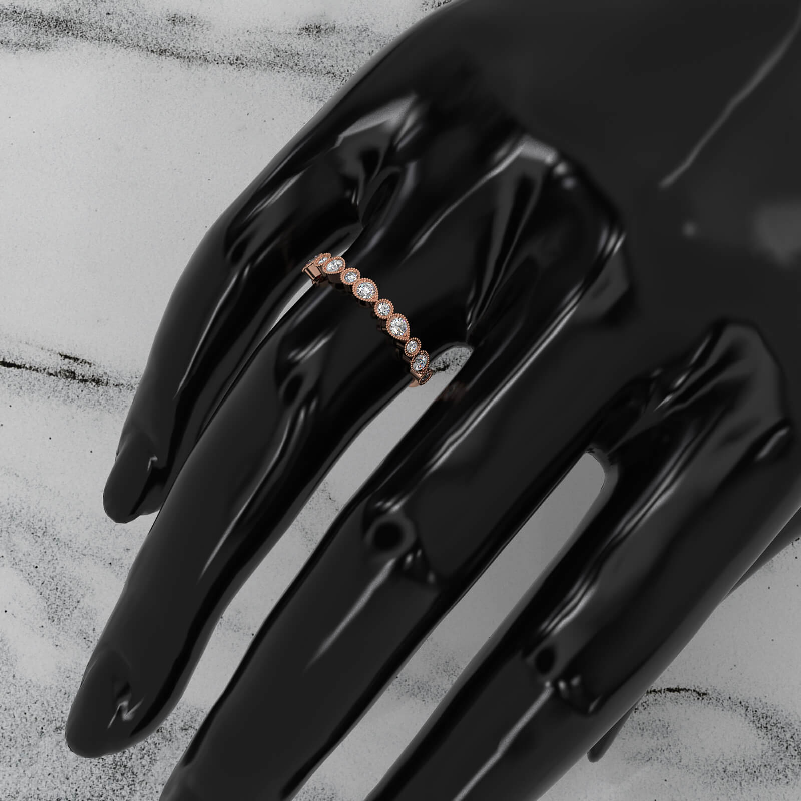 Round Lab Diamond Milgrain Edge Fashion Ring 0.29ctw.