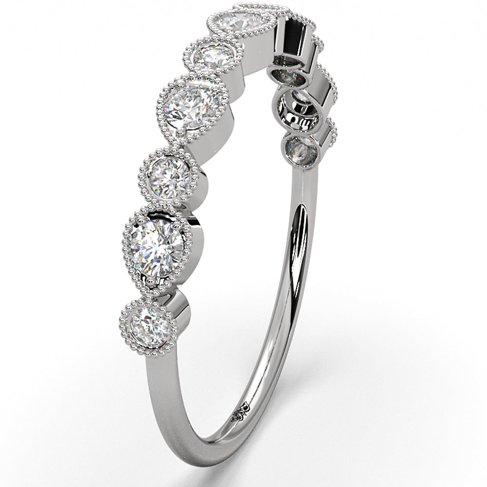 Round Lab Diamond Milgrain Edge Fashion Ring 0.29ctw.