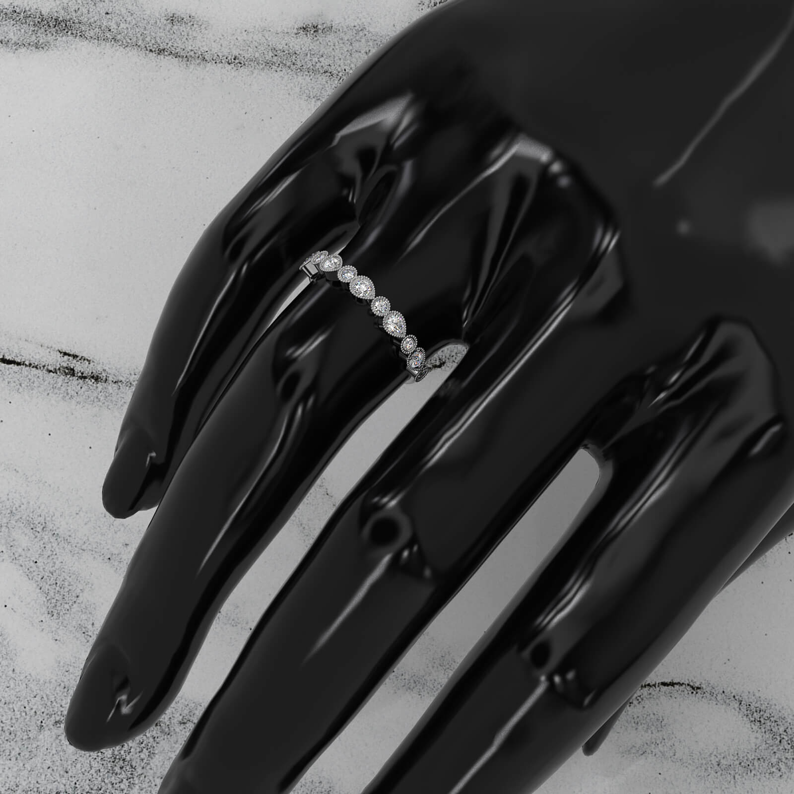 Round Lab Diamond Milgrain Edge Fashion Ring 0.29ctw.