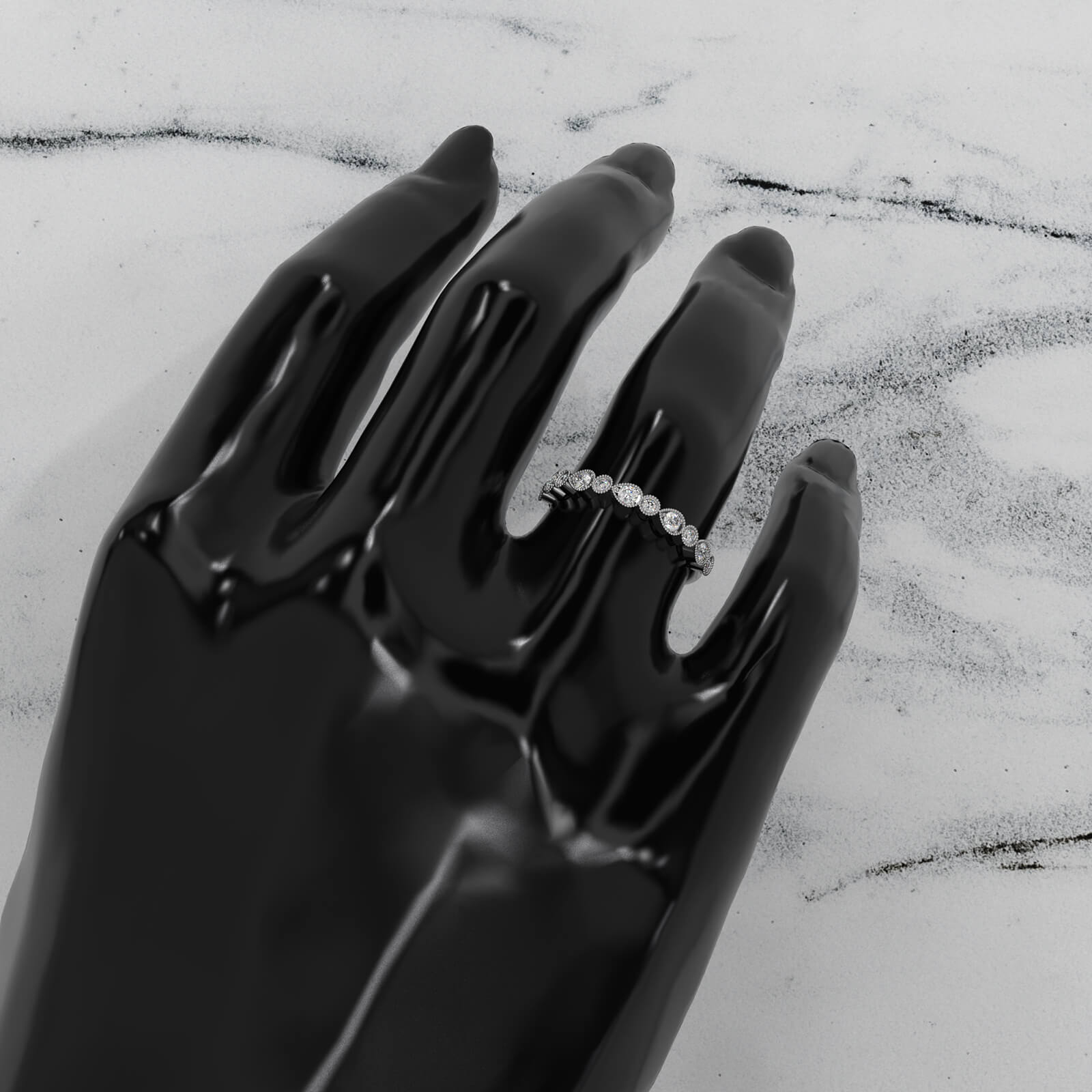 Round Lab Diamond Milgrain Edge Fashion Ring 0.29ctw.