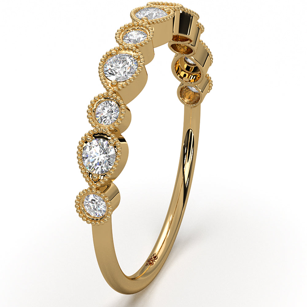 Round Lab Diamond Milgrain Edge Fashion Ring 0.29ctw.