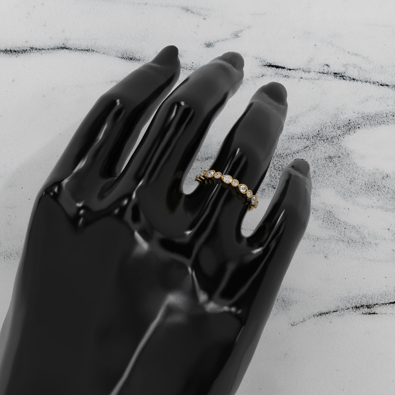 Round Lab Diamond Milgrain Edge Fashion Ring 0.29ctw.