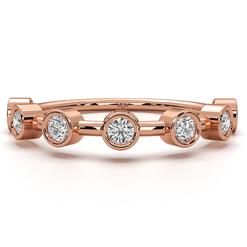 Scallop Style Bezel Set Round Lab Diamond Fashion Ring 0.28ctw.