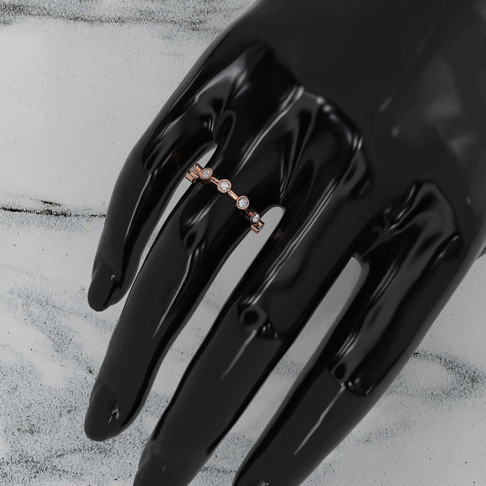 Scallop Style Bezel Set Round Lab Diamond Fashion Ring 0.28ctw.