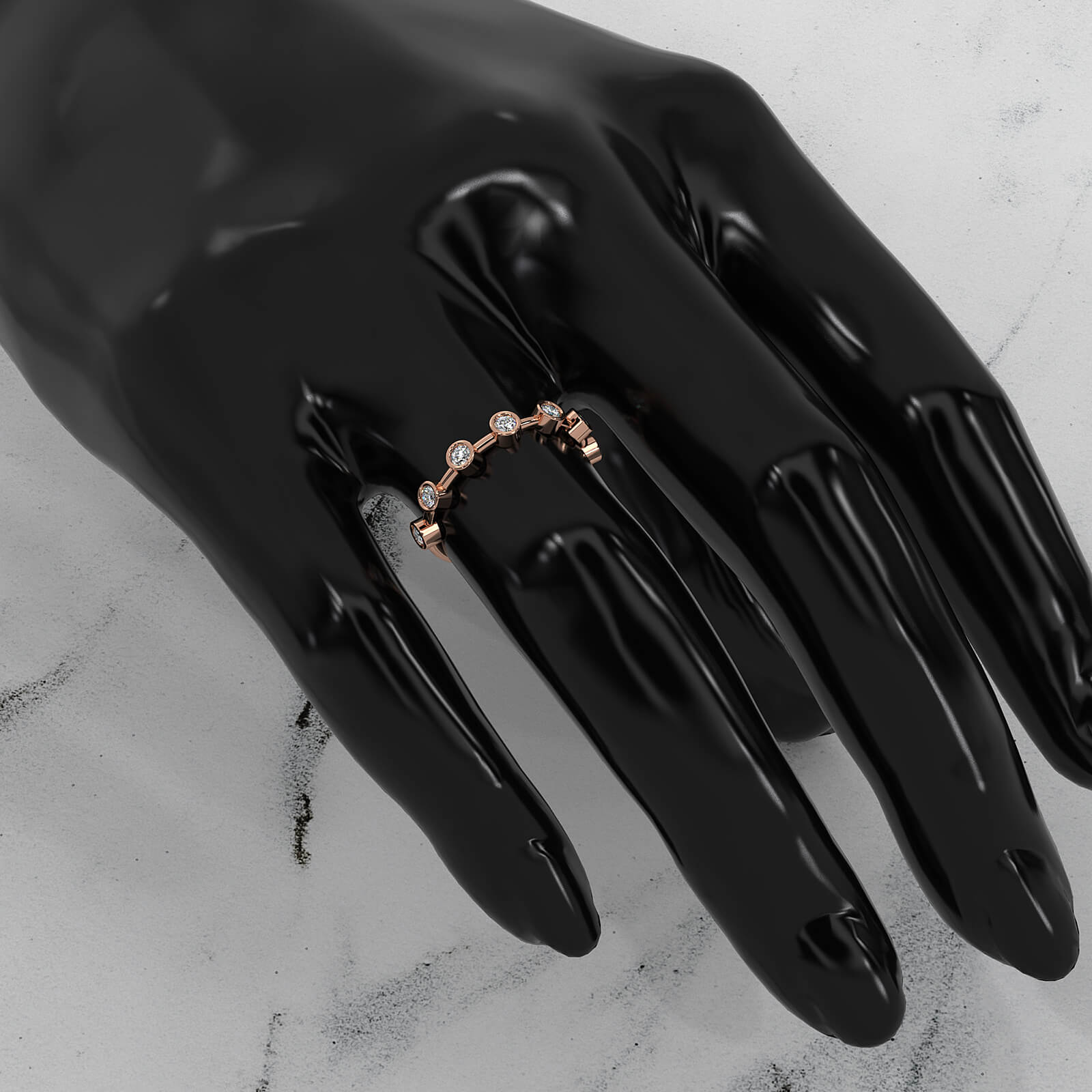 Scallop Style Bezel Set Round Lab Diamond Fashion Ring 0.28ctw.