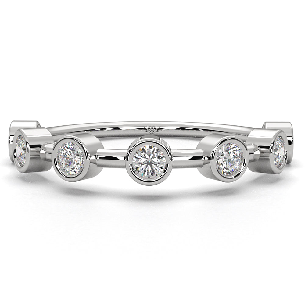 Scallop Style Bezel Set Round Lab Diamond Fashion Ring 0.28ctw.