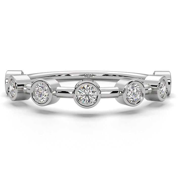 Scallop Style Bezel Set Round Lab Diamond Fashion Ring 0.28ctw.