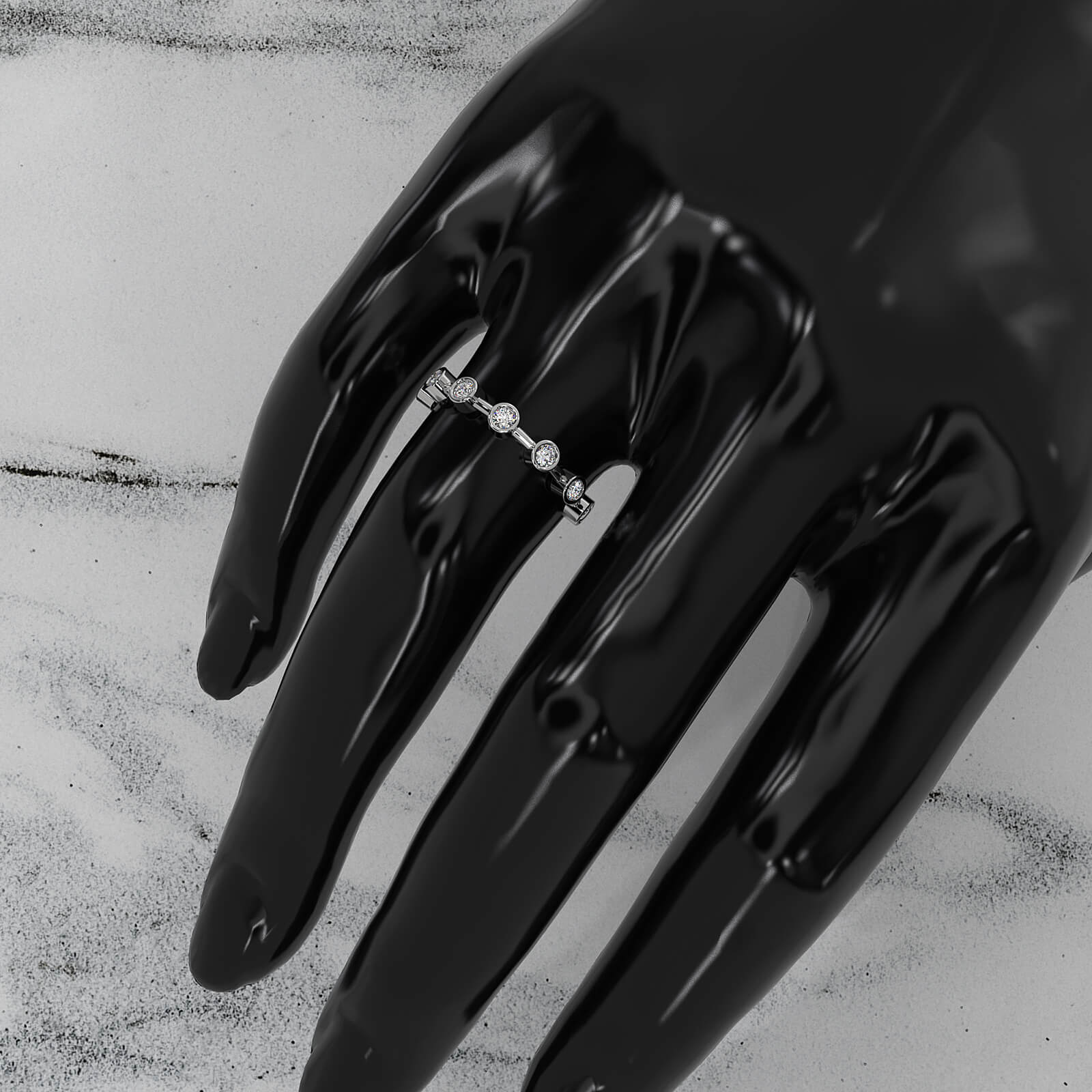 Scallop Style Bezel Set Round Lab Diamond Fashion Ring 0.28ctw.