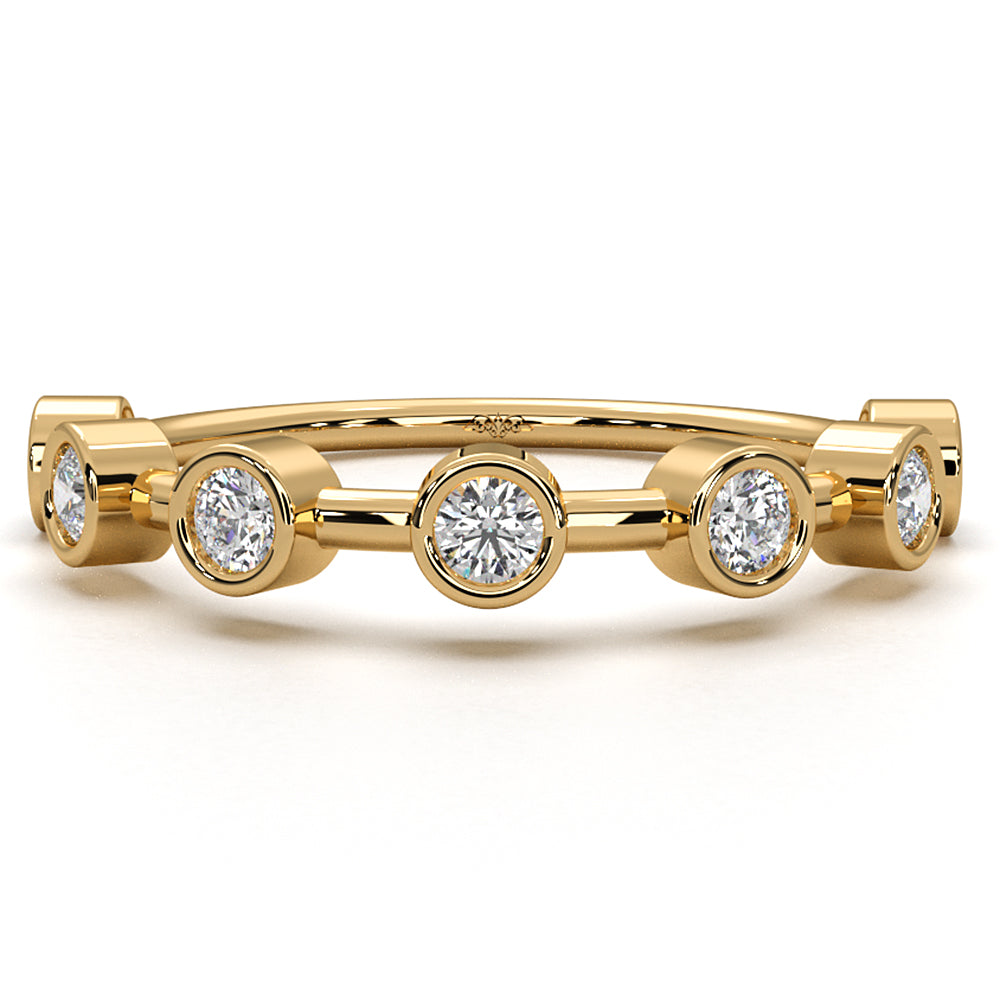 Scallop Style Bezel Set Round Lab Diamond Fashion Ring 0.28ctw.