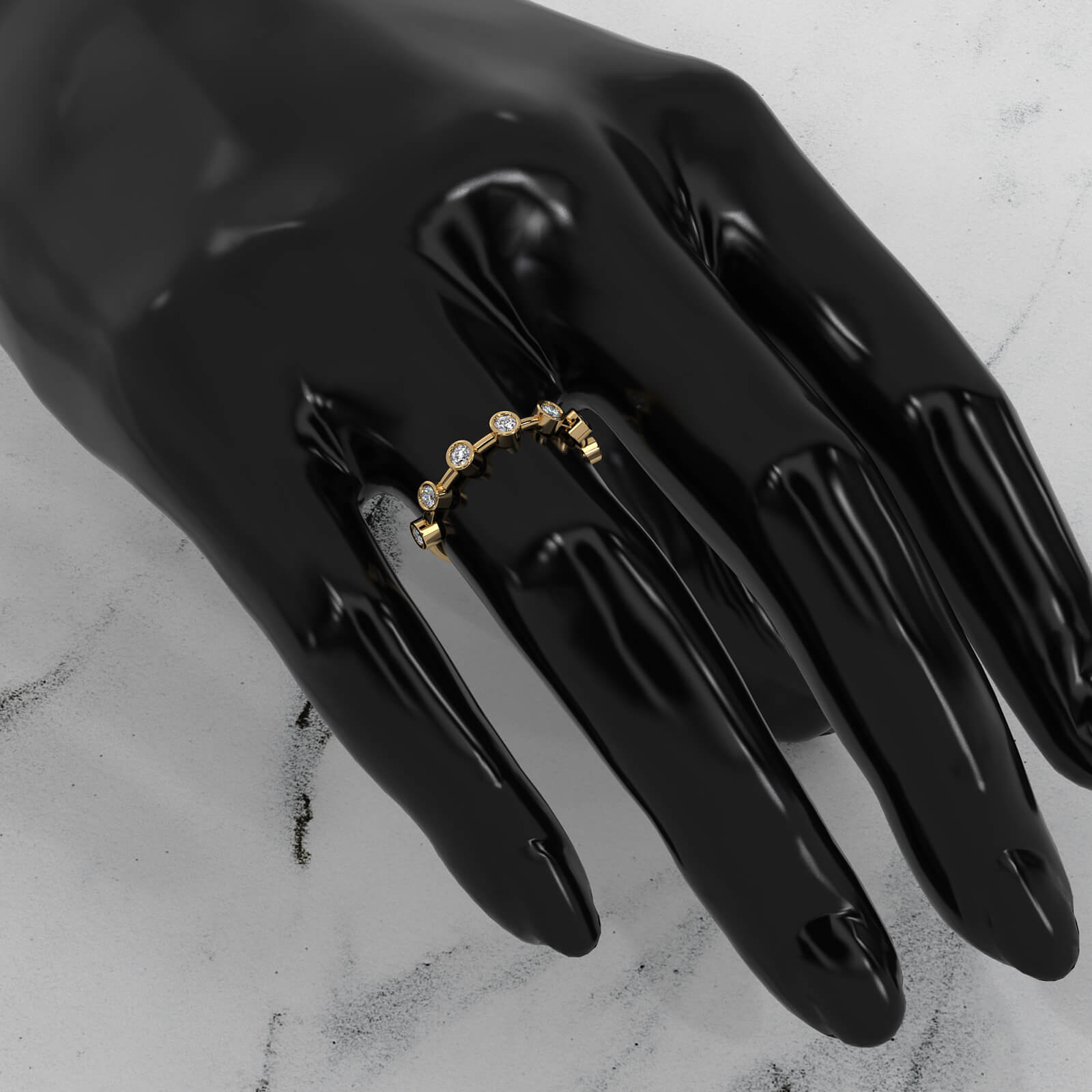 Scallop Style Bezel Set Round Lab Diamond Fashion Ring 0.28ctw.