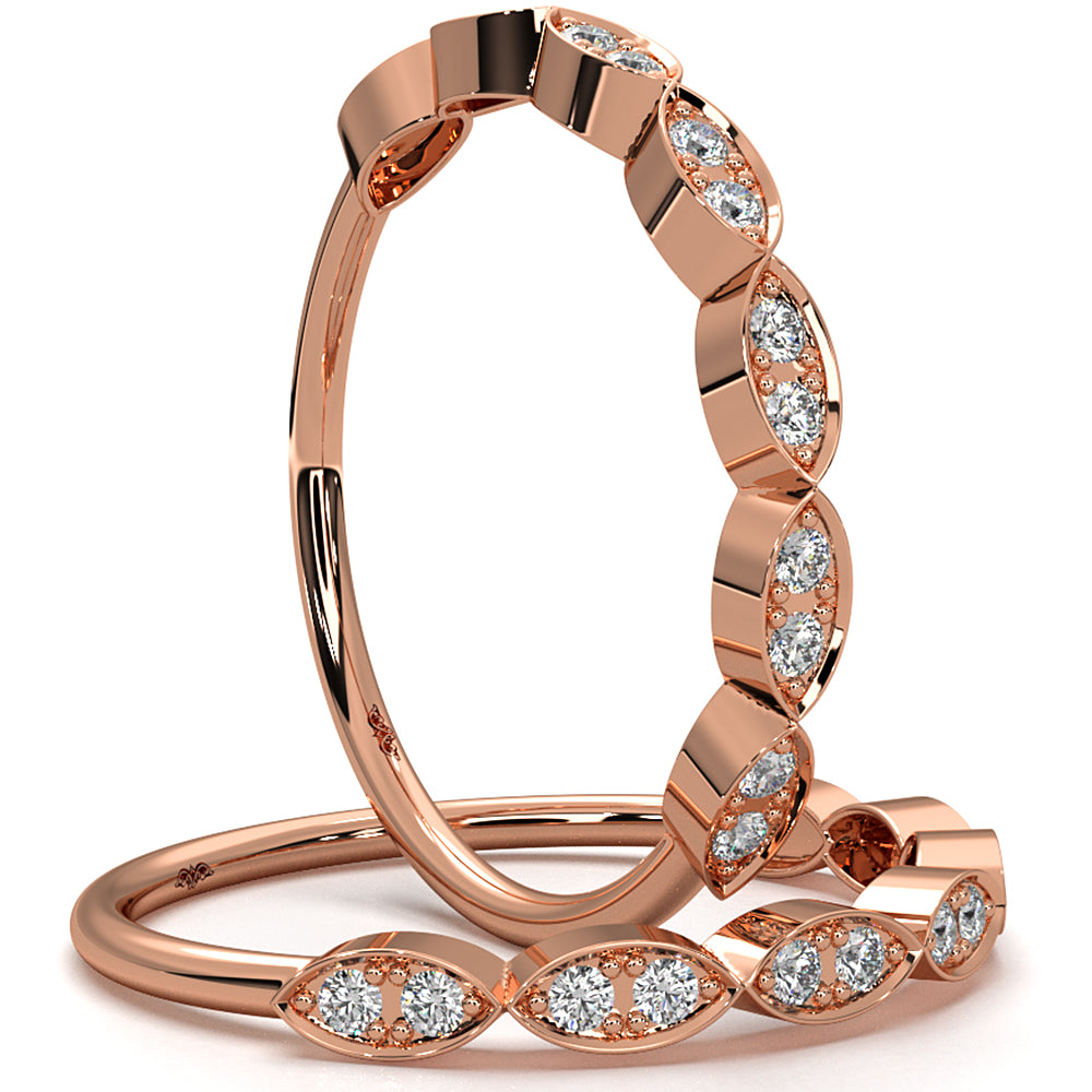 Marquise Shape Slim Fashion Lab Diamond Ring 0.12ctw.