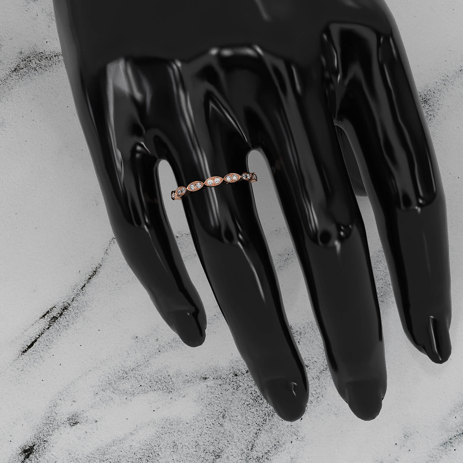 Marquise Shape Slim Fashion Lab Diamond Ring 0.12ctw.