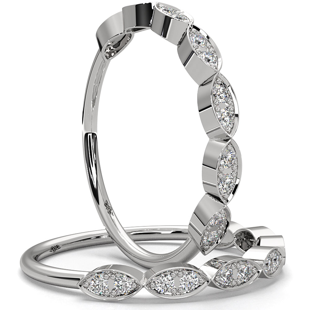 Marquise Shape Slim Fashion Lab Diamond Ring 0.12ctw.