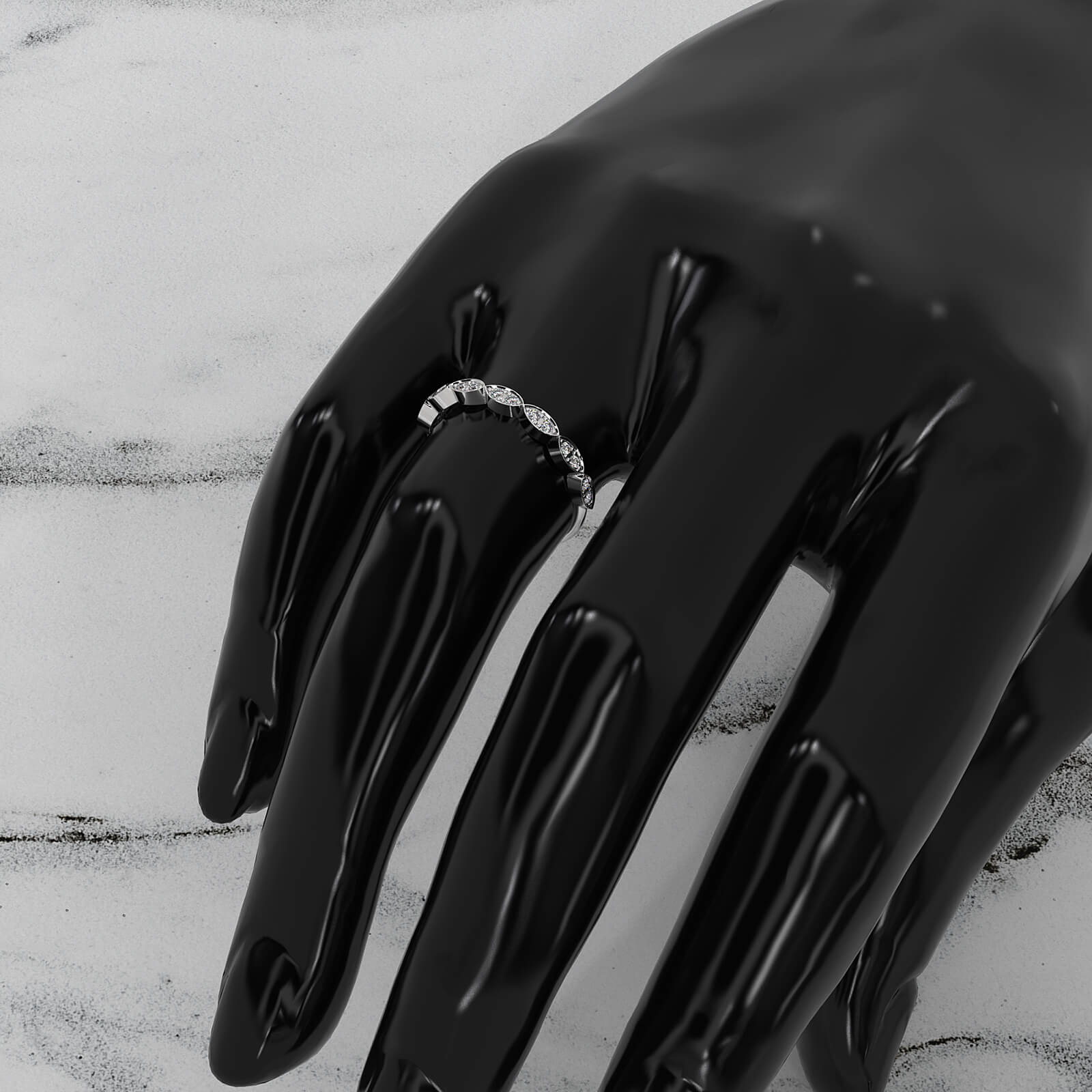 Marquise Shape Slim Fashion Lab Diamond Ring 0.12ctw.