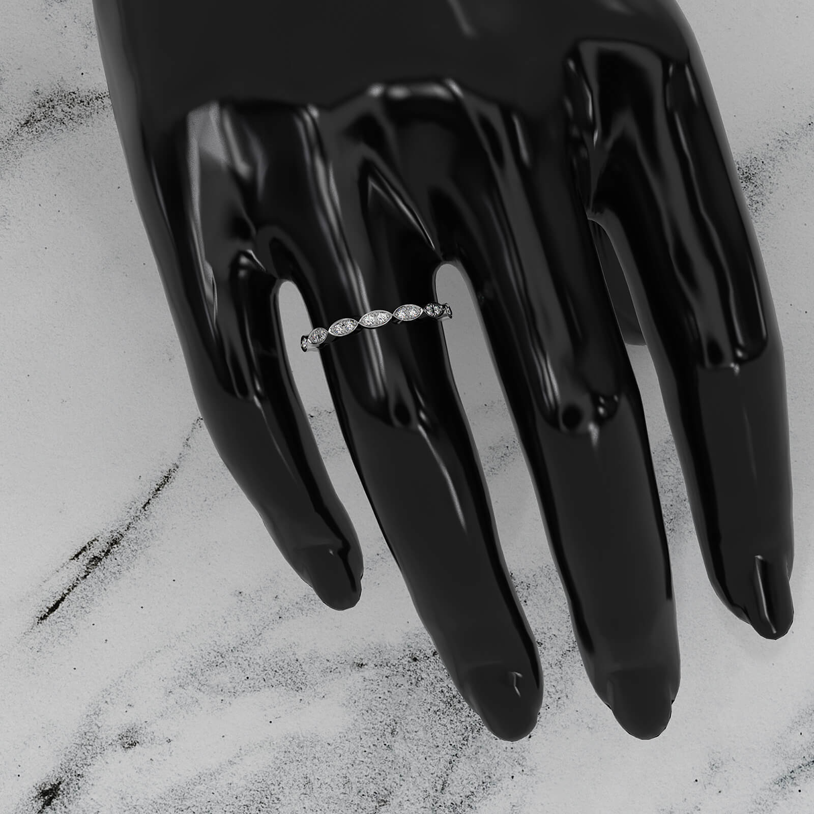 Marquise Shape Slim Fashion Lab Diamond Ring 0.12ctw.