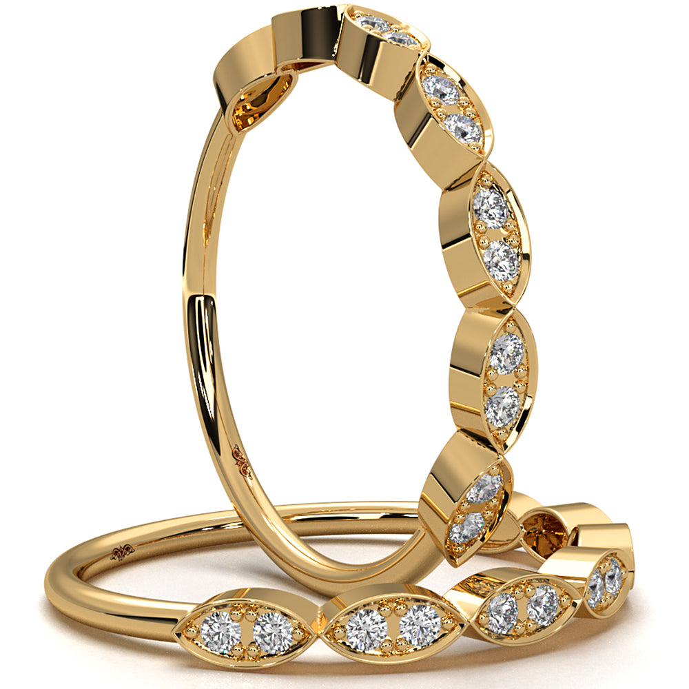 Marquise Shape Slim Fashion Lab Diamond Ring 0.12ctw.