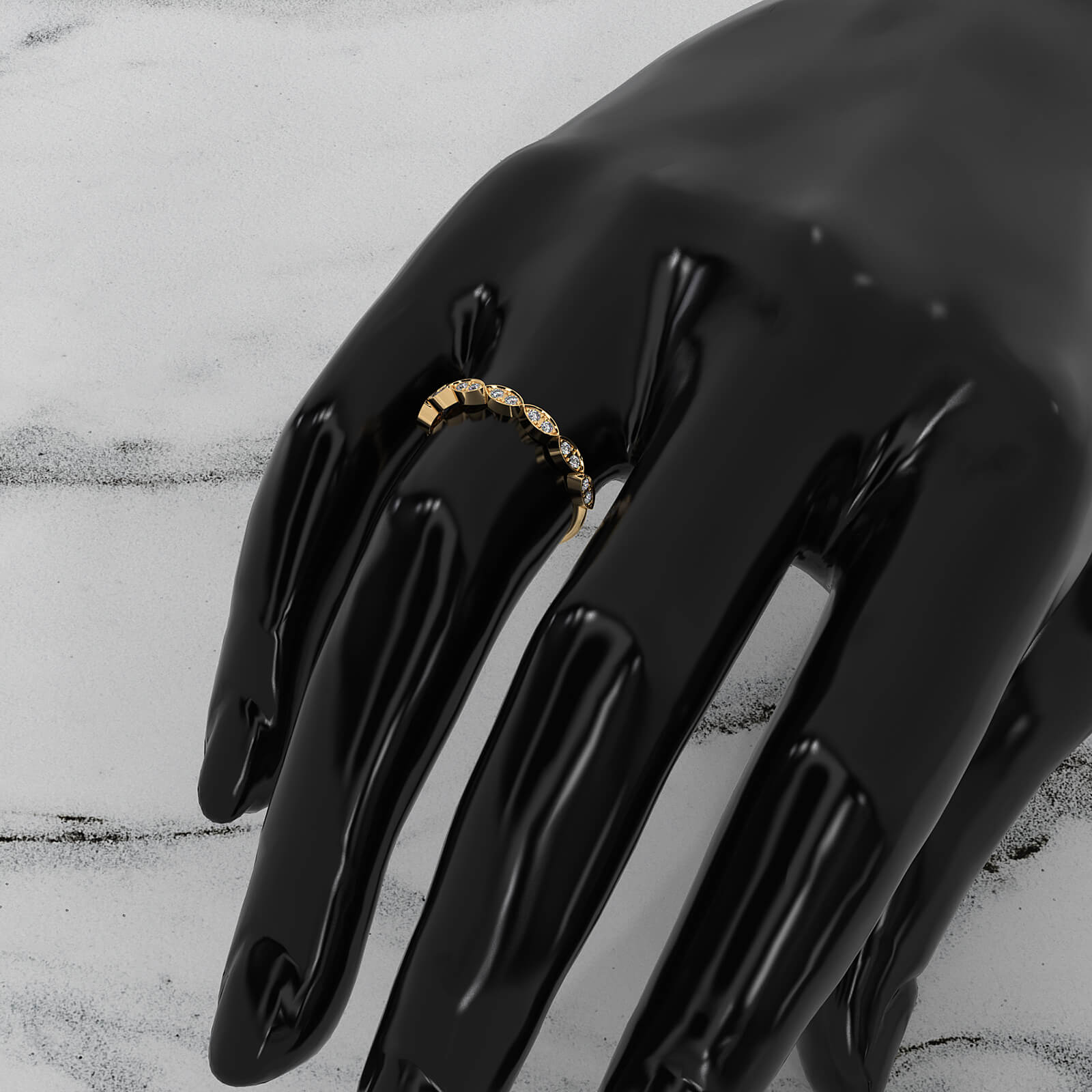 Marquise Shape Slim Fashion Lab Diamond Ring 0.12ctw.