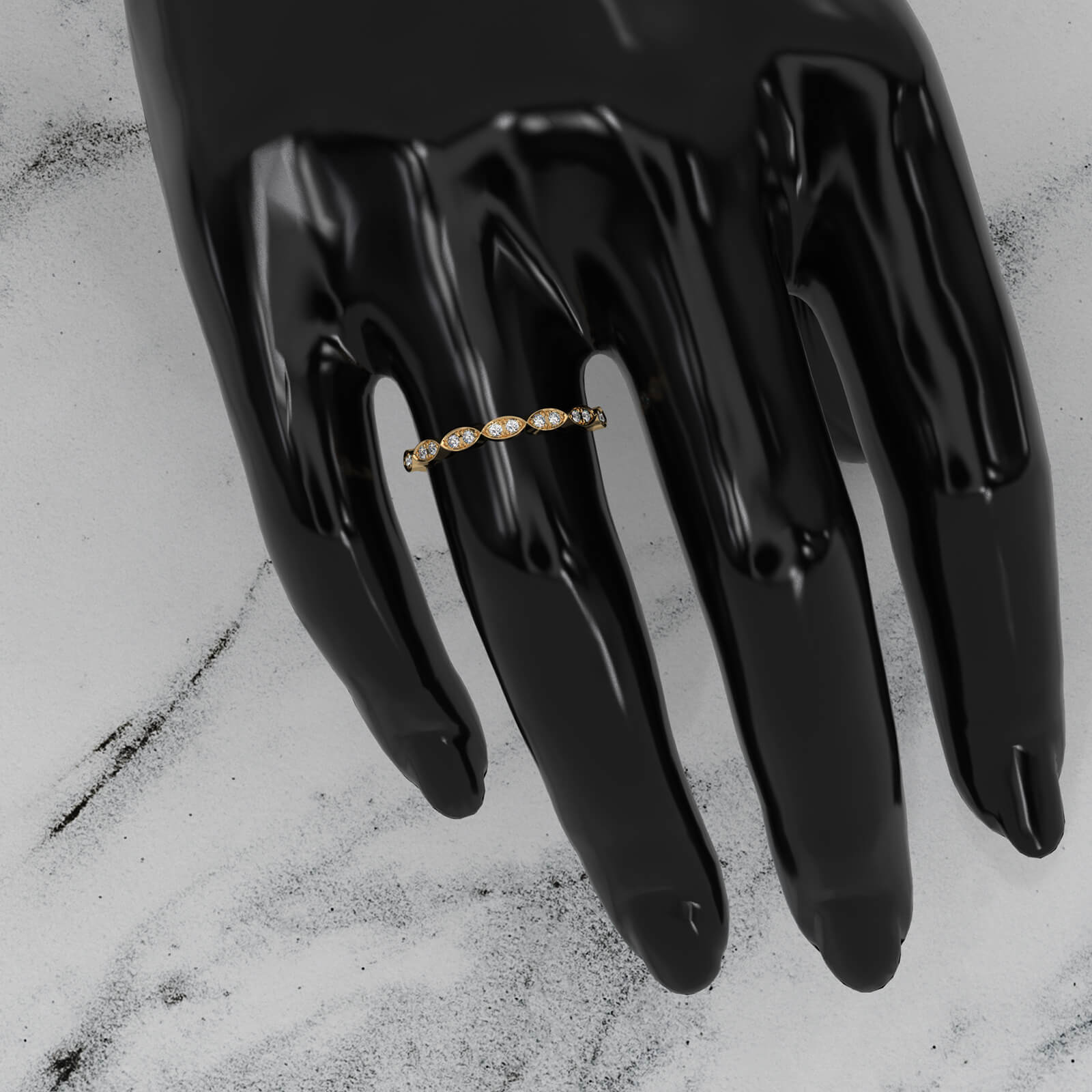 Marquise Shape Slim Fashion Lab Diamond Ring 0.12ctw.