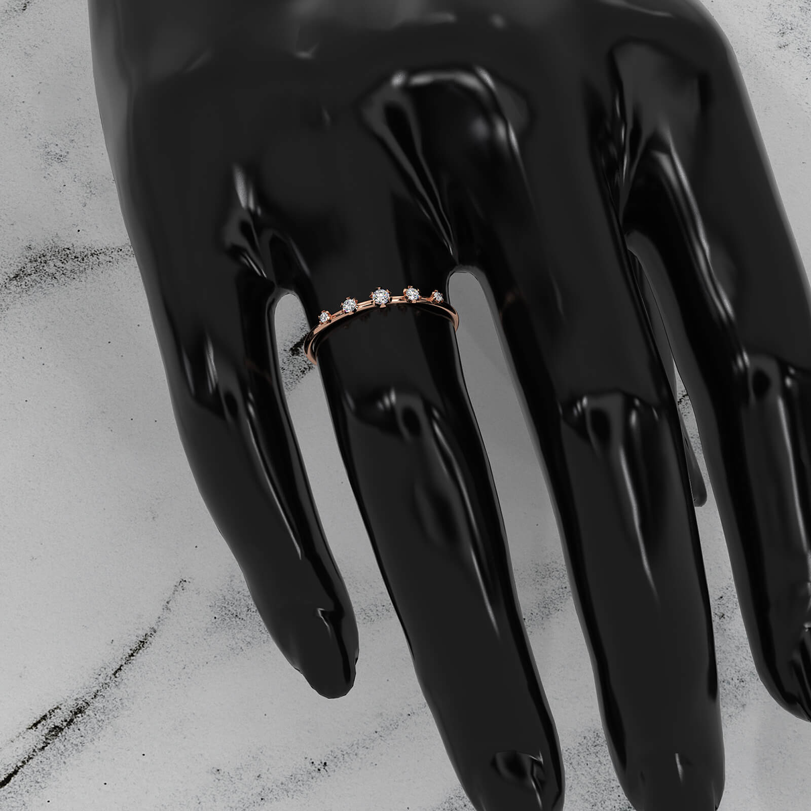 Slim 5 Stone Round Lab Grown Diamond Fashion Prong Set Ring 0.08ctw.