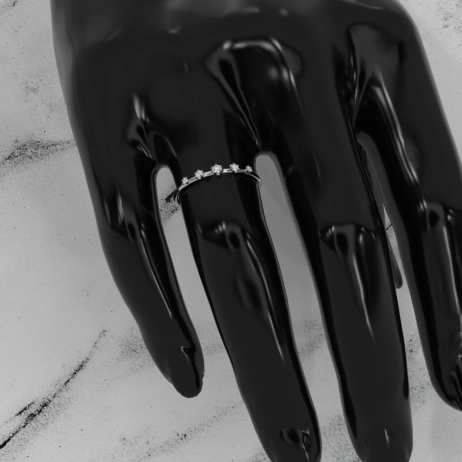 Slim 5 Stone Round Lab Grown Diamond Fashion Prong Set Ring 0.08ctw.