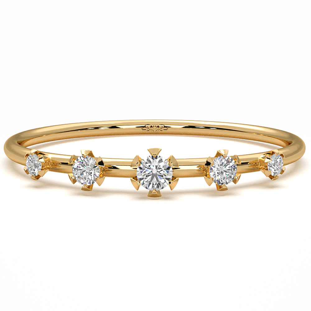 Slim 5 Stone Round Lab Grown Diamond Fashion Prong Set Ring 0.08ctw.